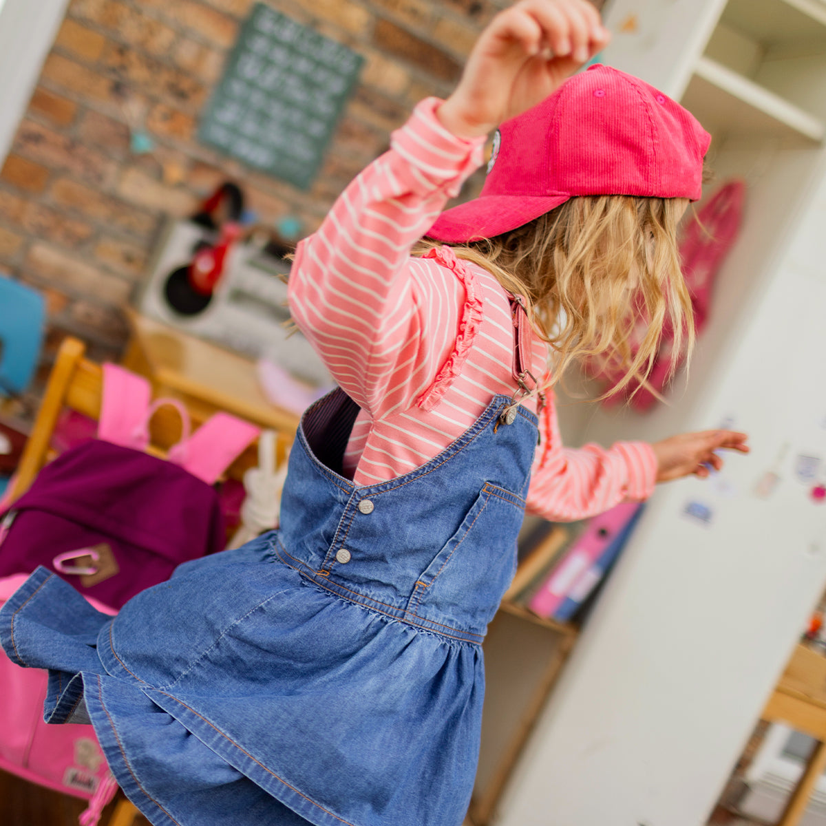 Blue denim jumper dress, child