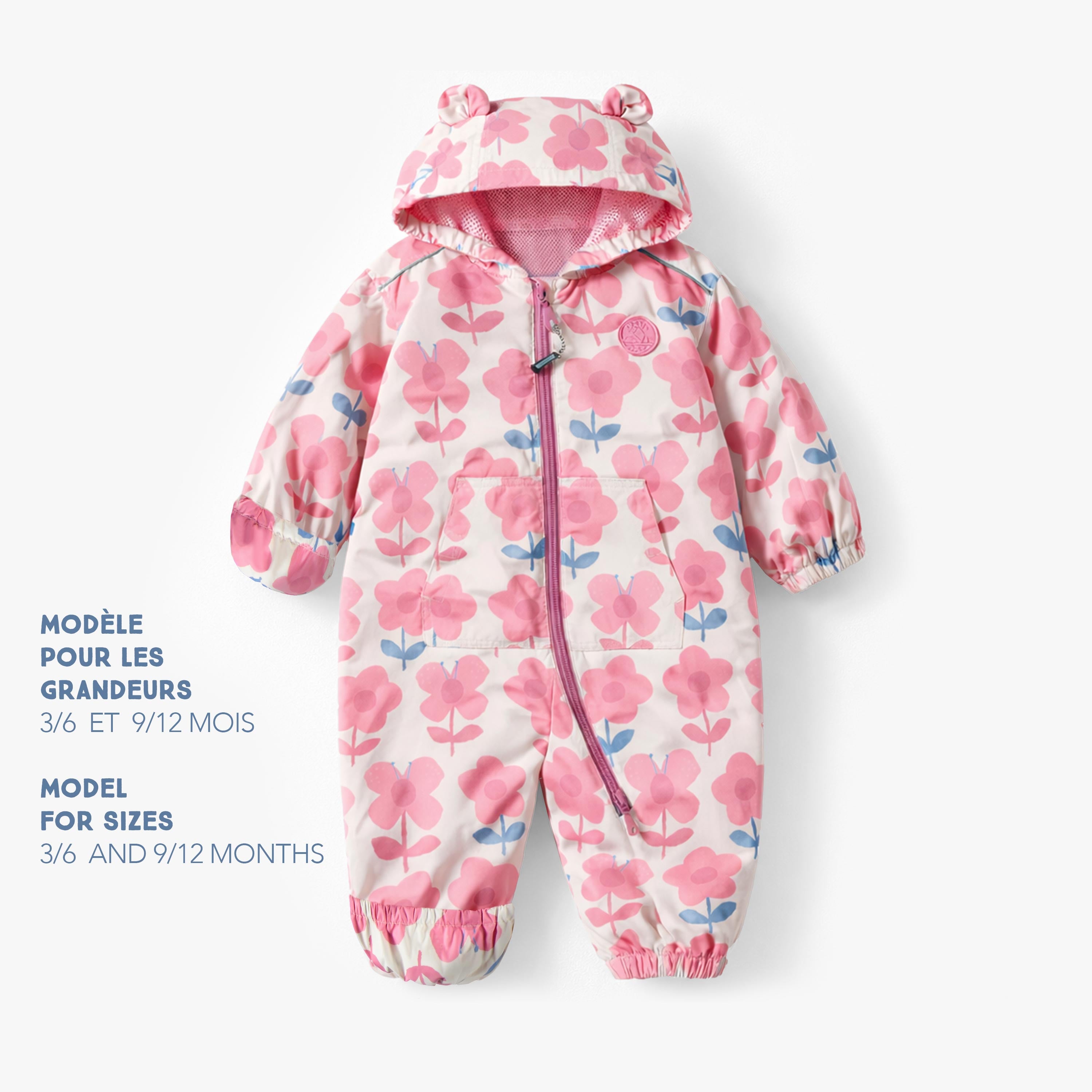Manteau une pièce crème à motif floral, bébé
