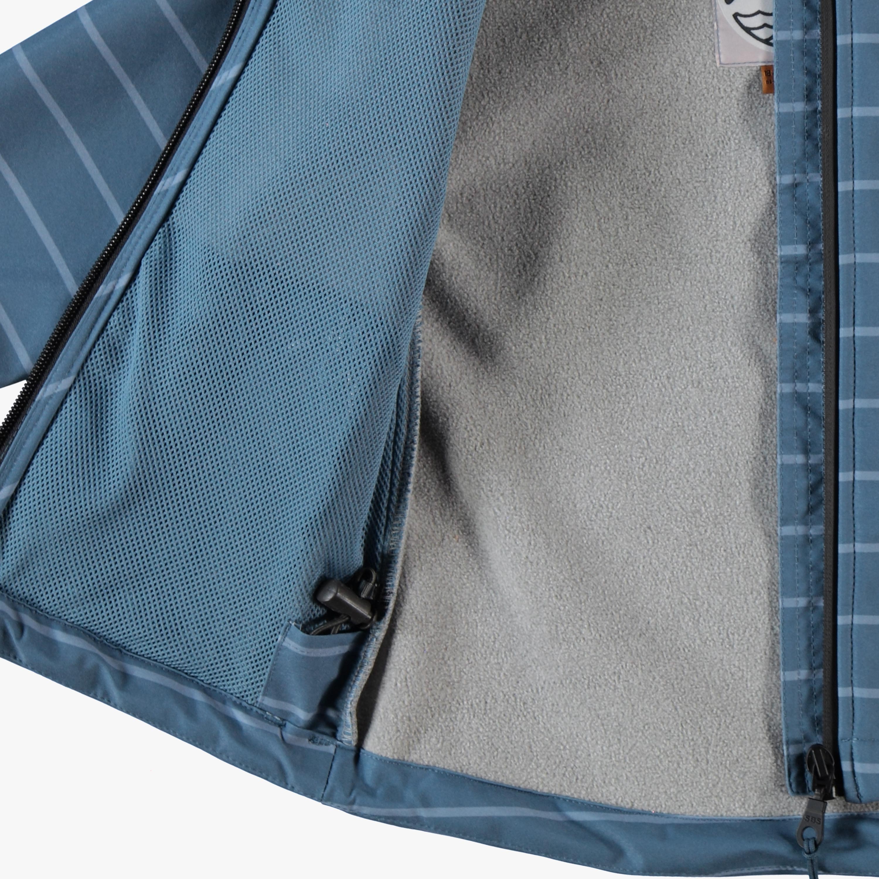 Blue softshell jacket with stripes, baby