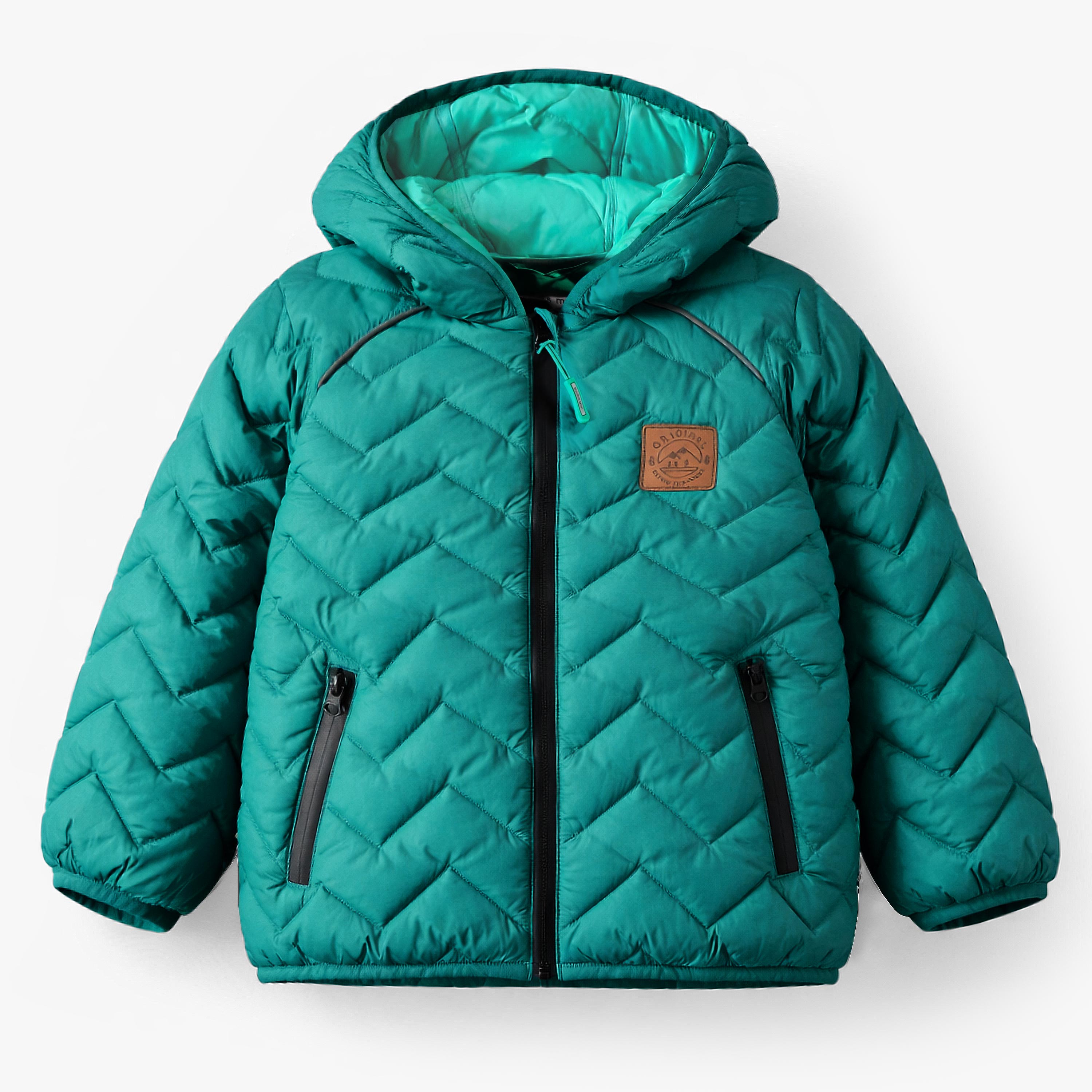 Manteau doudoune turquoise avec matelassé chevron, enfant - Souris Mini