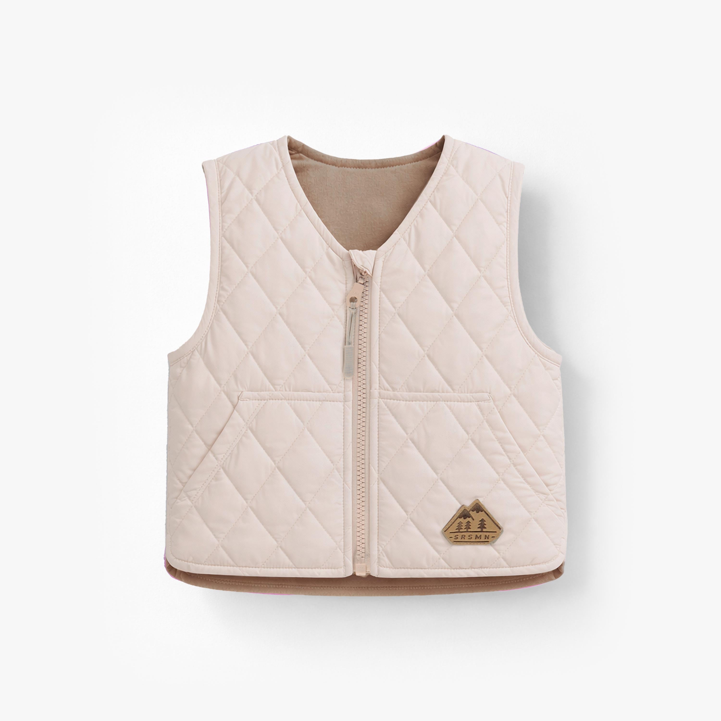 Veste sans manches beige à motif matelassé de losanges, bébé