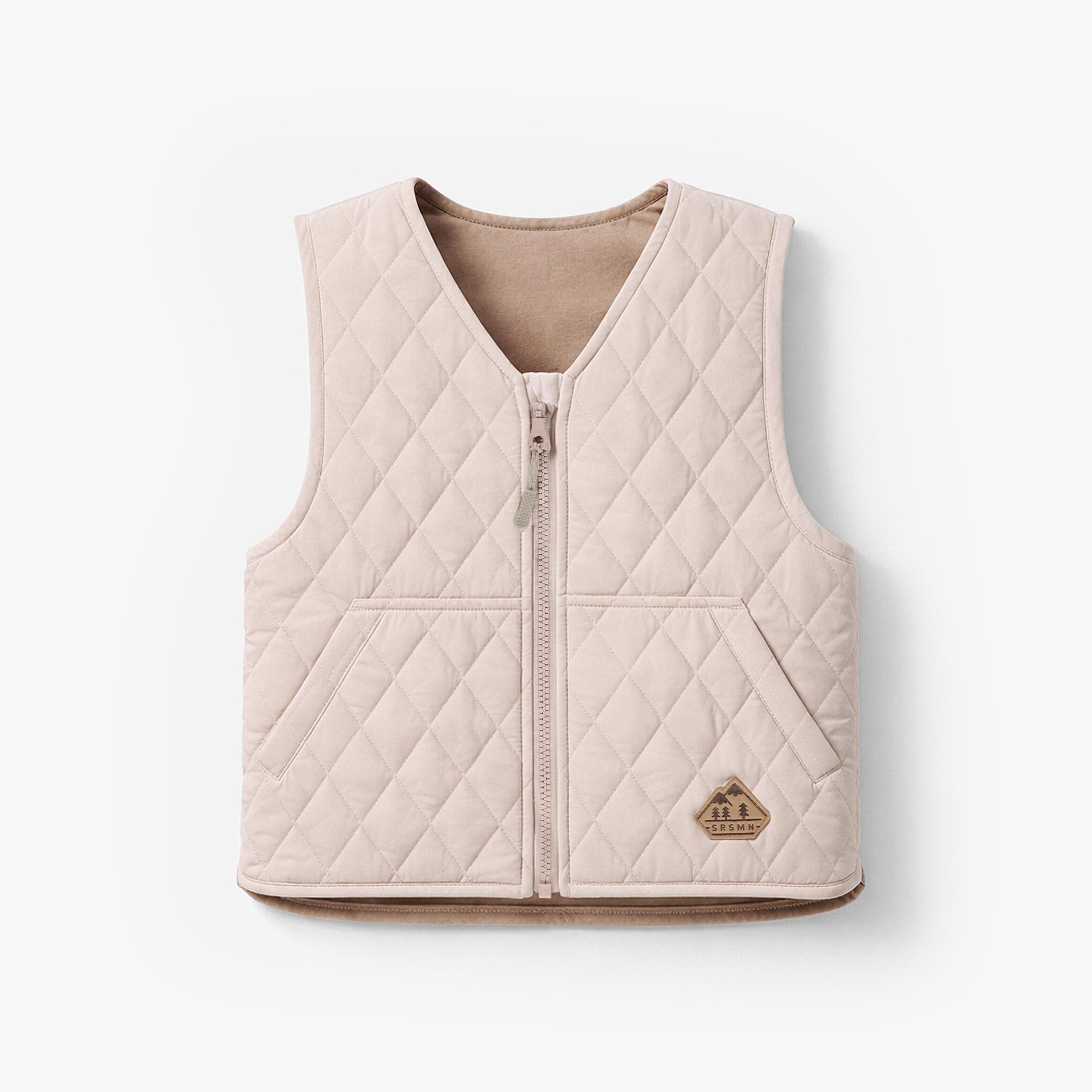 Veste sans manches beige à motif matelassé de losanges, enfant