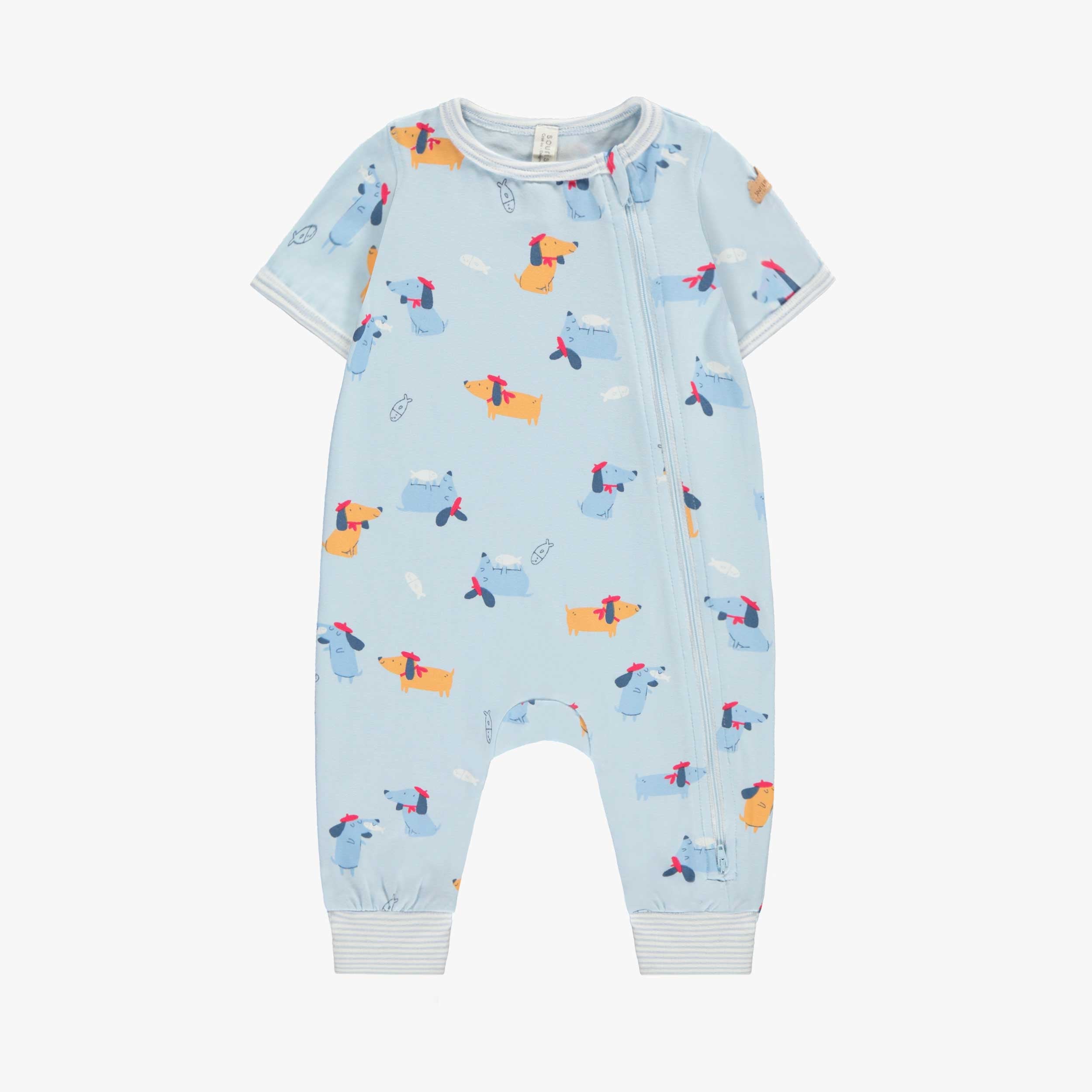 Pyjama une pièce bleu à motifs de chiens, naissance