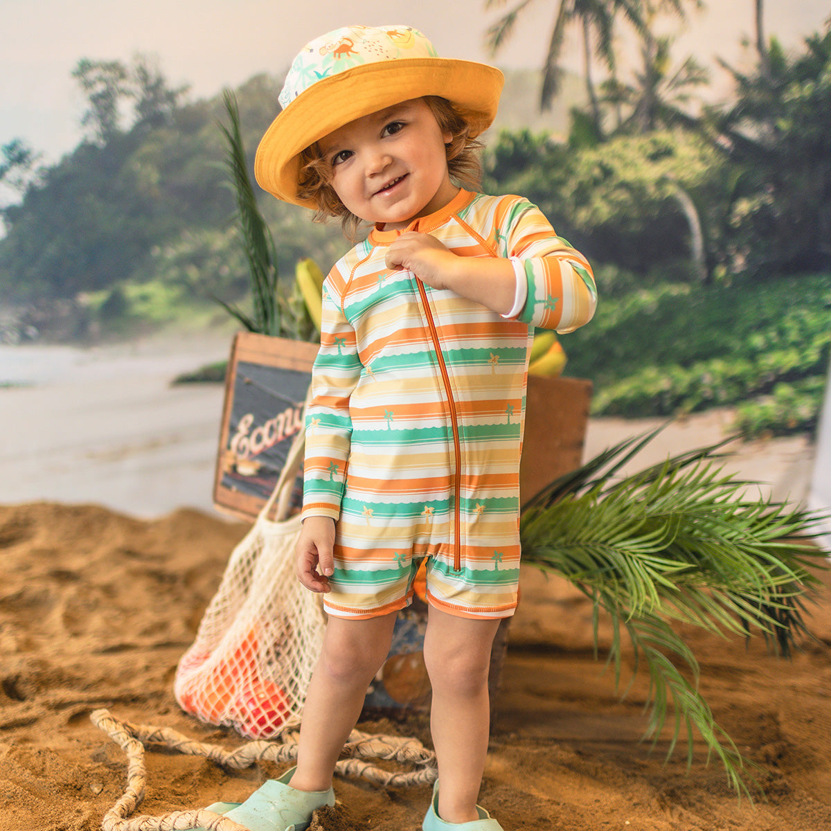 Maillot de bain une pièce à rayures colorées, bébé