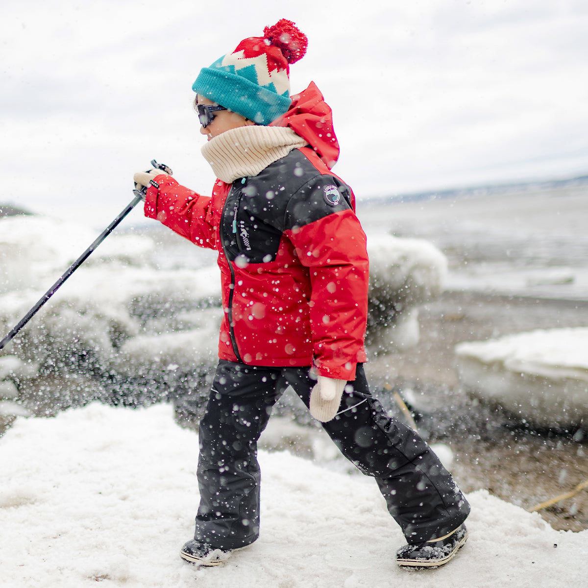 Red and Black PERFO+ Two-Piece Snowsuit, child
