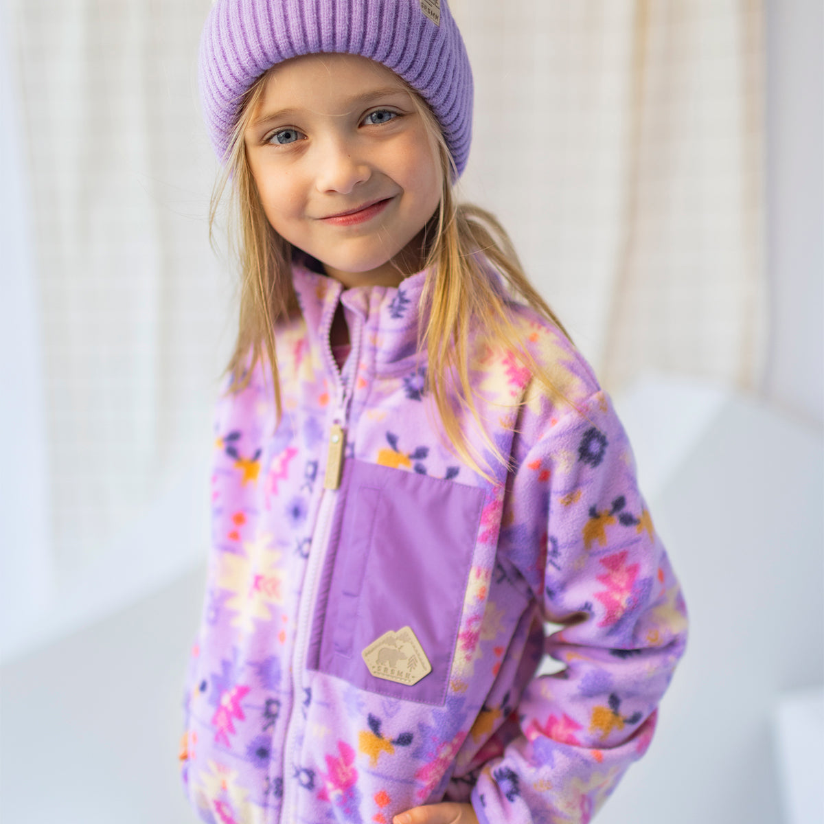 Purple Patterned Fleece Jacket, child