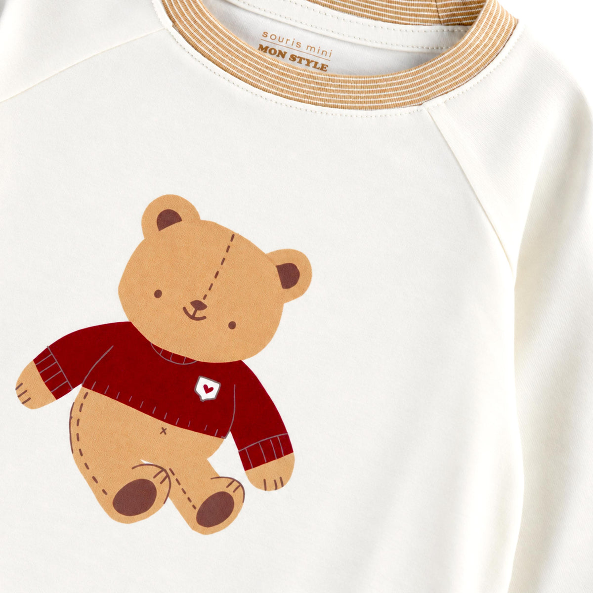 Pyjama deux pièces crème à motifs d’oursons, bébé
