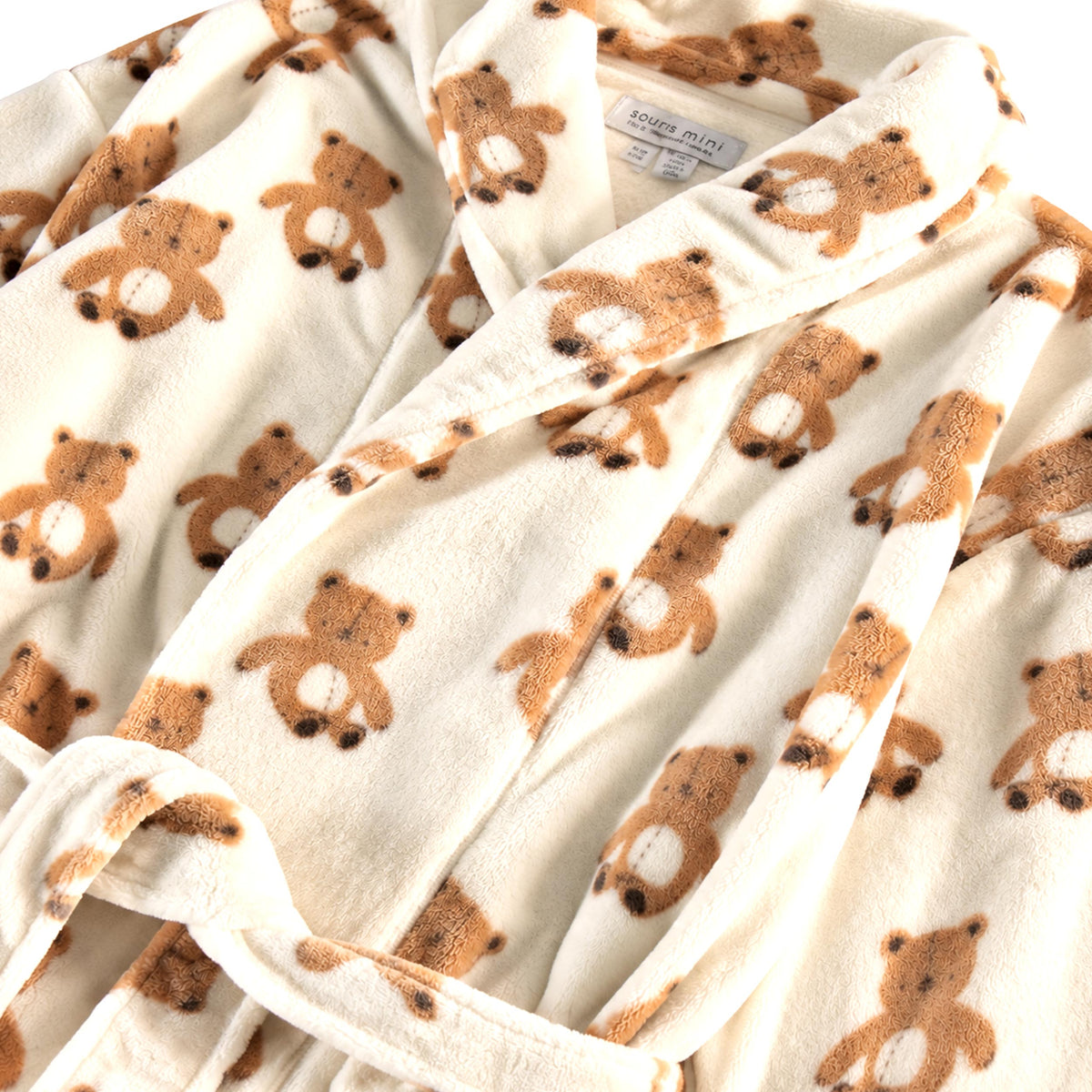 Robe de chambre crème à motifs d’oursons, adulte
