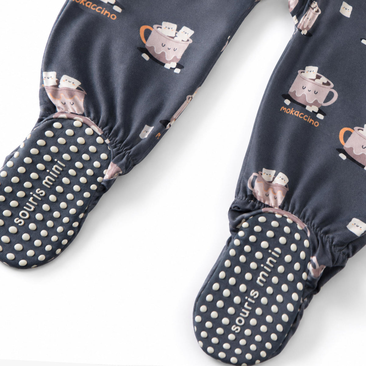 Pyjama une pièce gris foncé à motifs de chocolat chaud, bébé