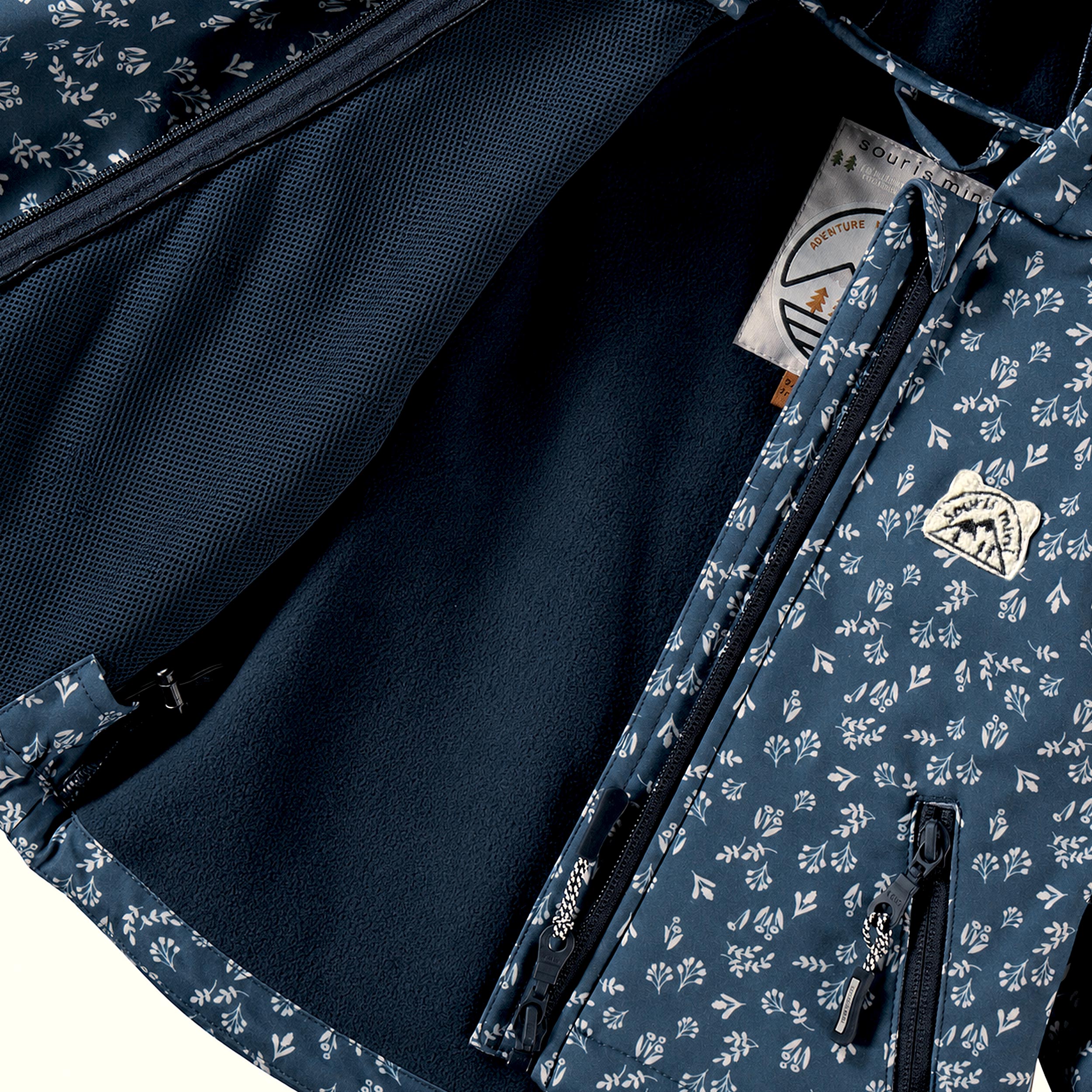 Blue floral print softshell jacket, baby