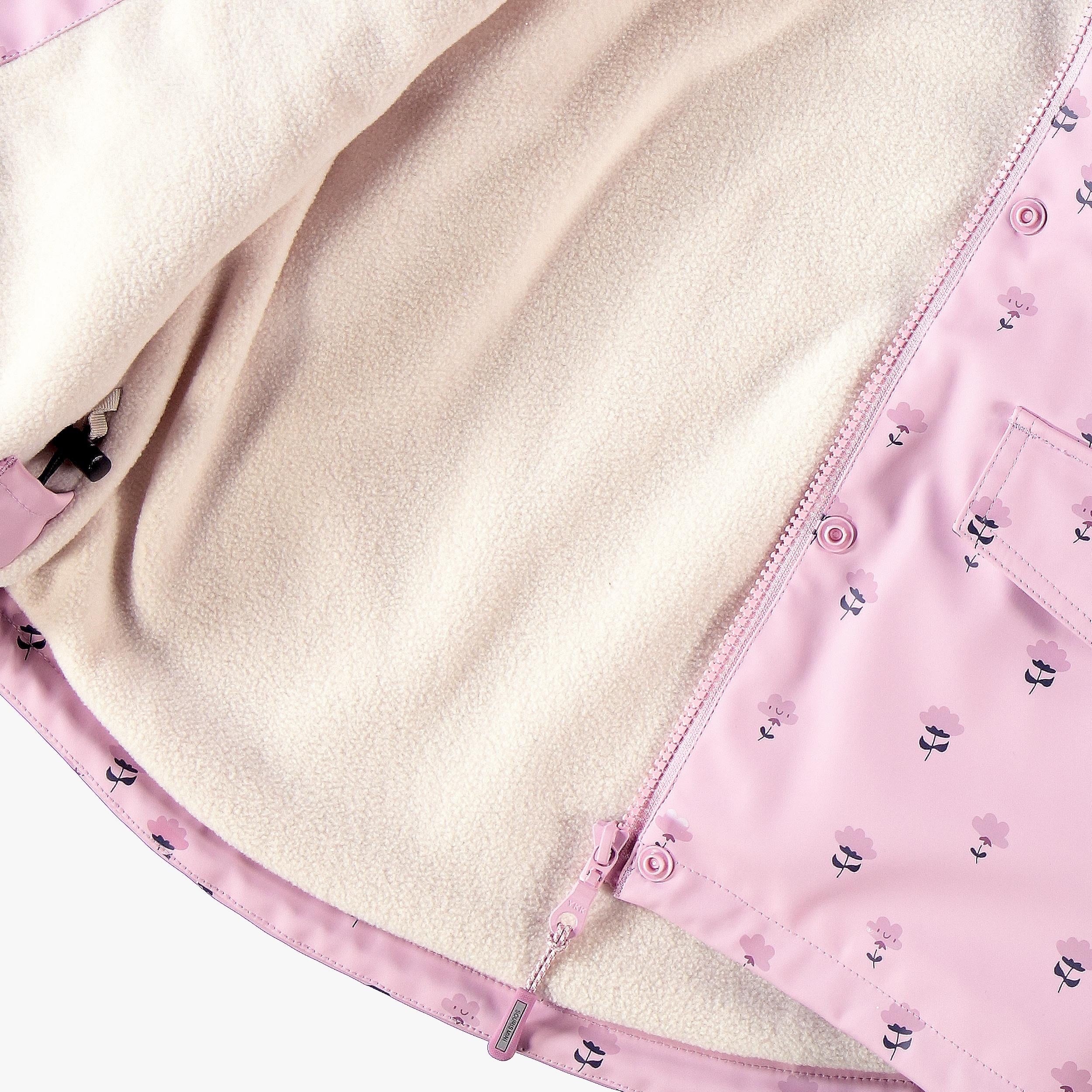Pink mushroom print rain jacket, child