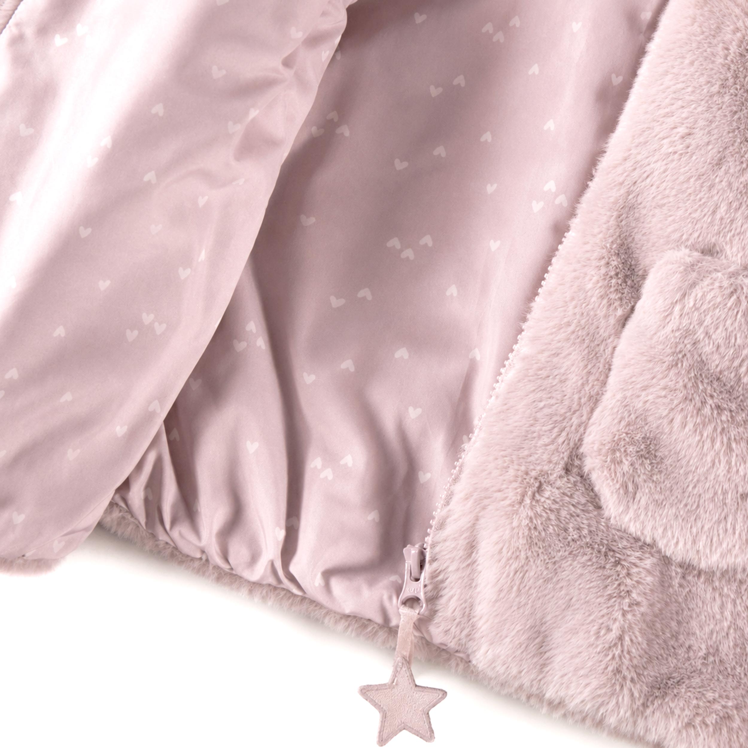 Pink plush hooded jacket, baby
