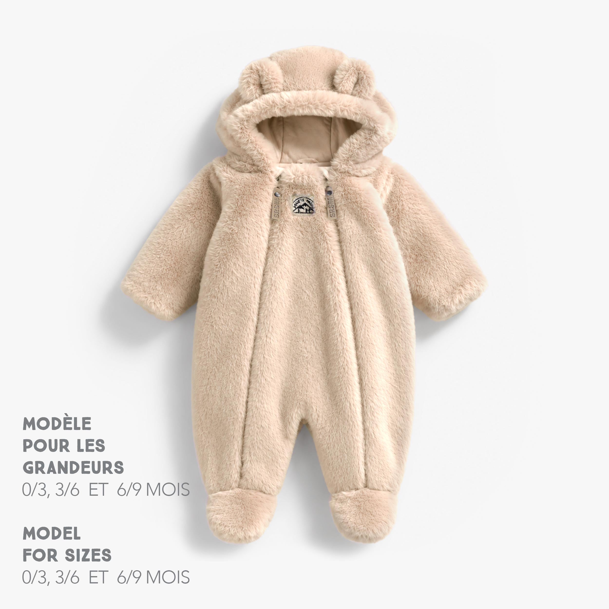 Beige faux fur one-piece, baby