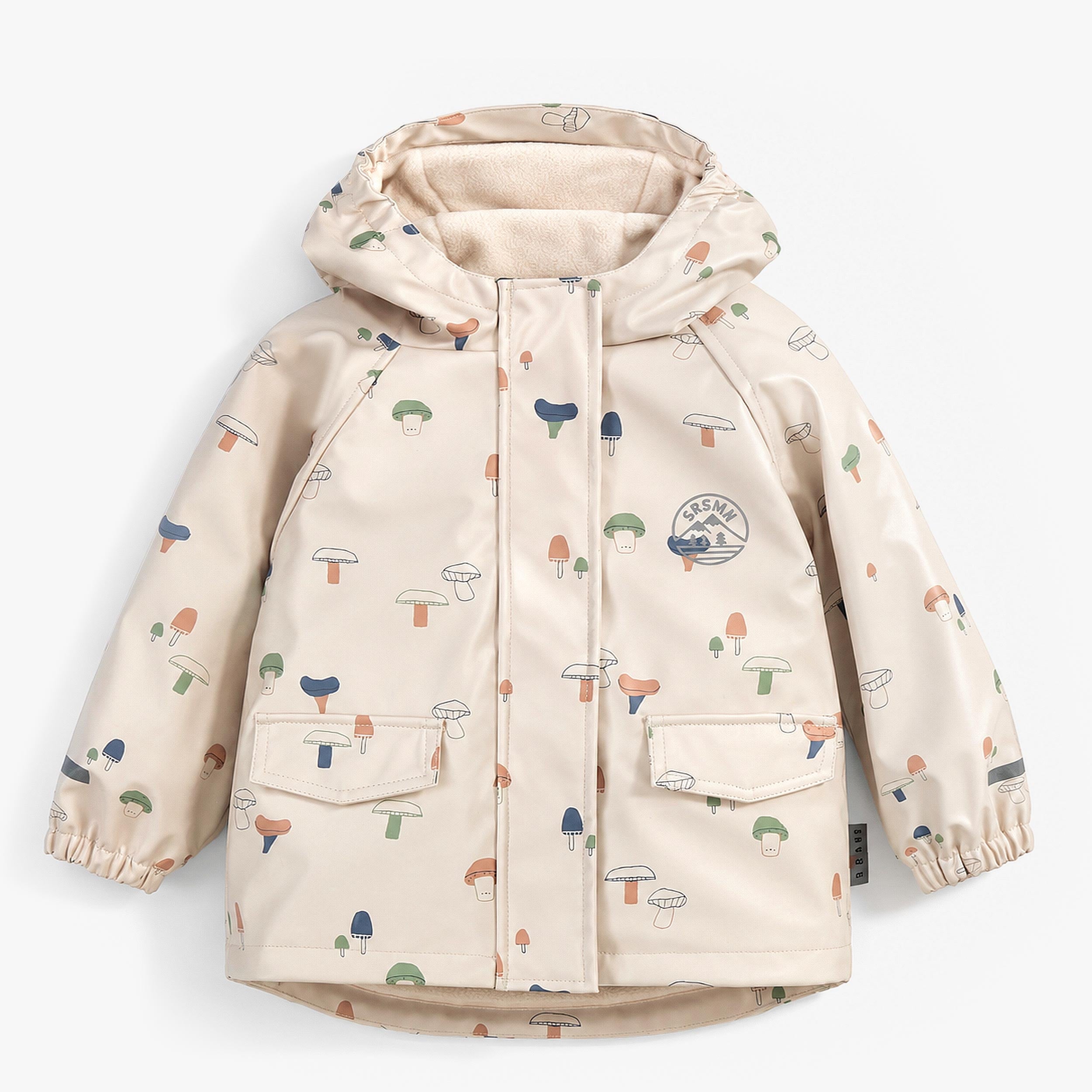 Manteau de pluie beige à imprimé champignons, bébé