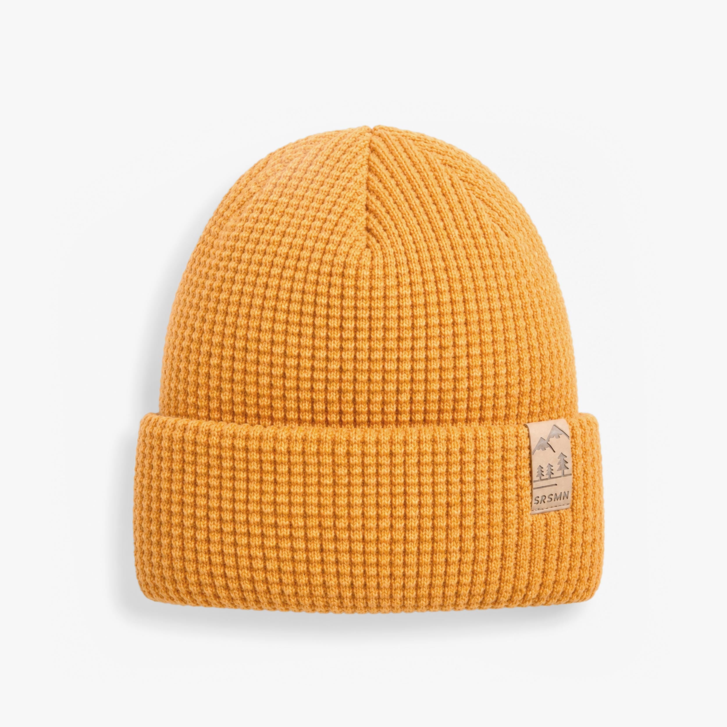 Tuque ocre gaufrée en tricot, enfant