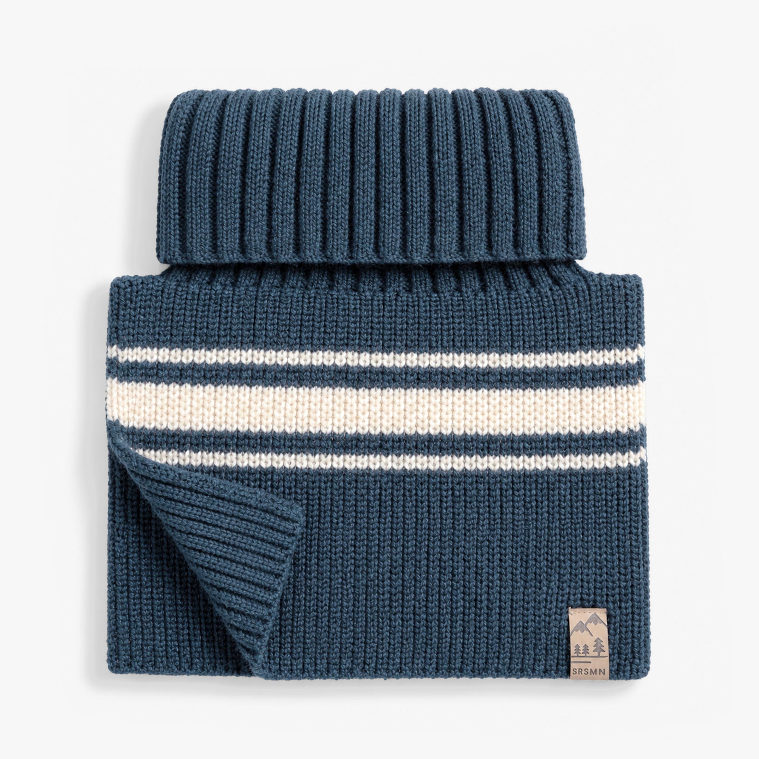 Cache-cou bleu à rayures en tricot, enfant