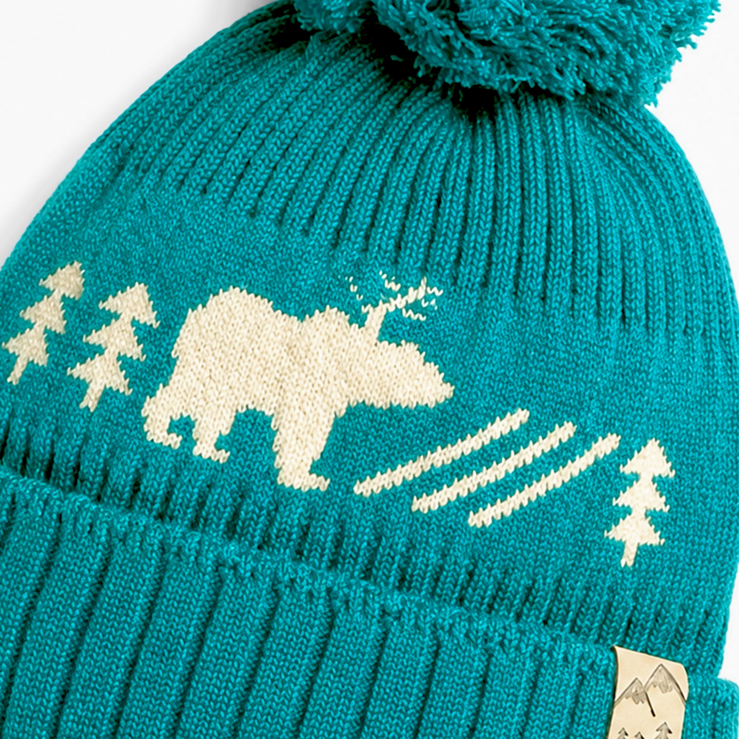 Turquoise bear pattern knit hat, child