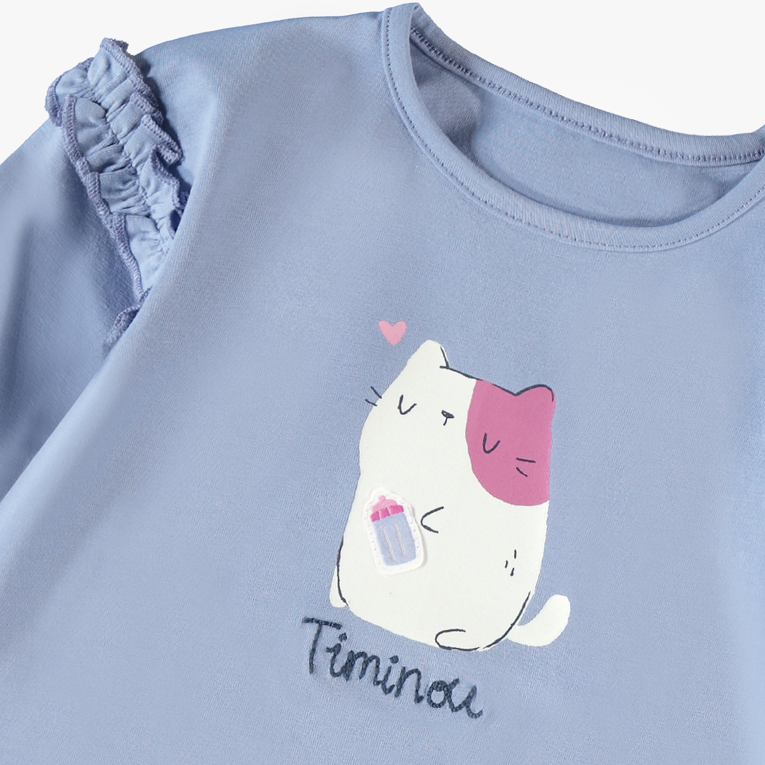 Zoom T-shirt bleu avec illustration de chouette, bébé - Souris Mini