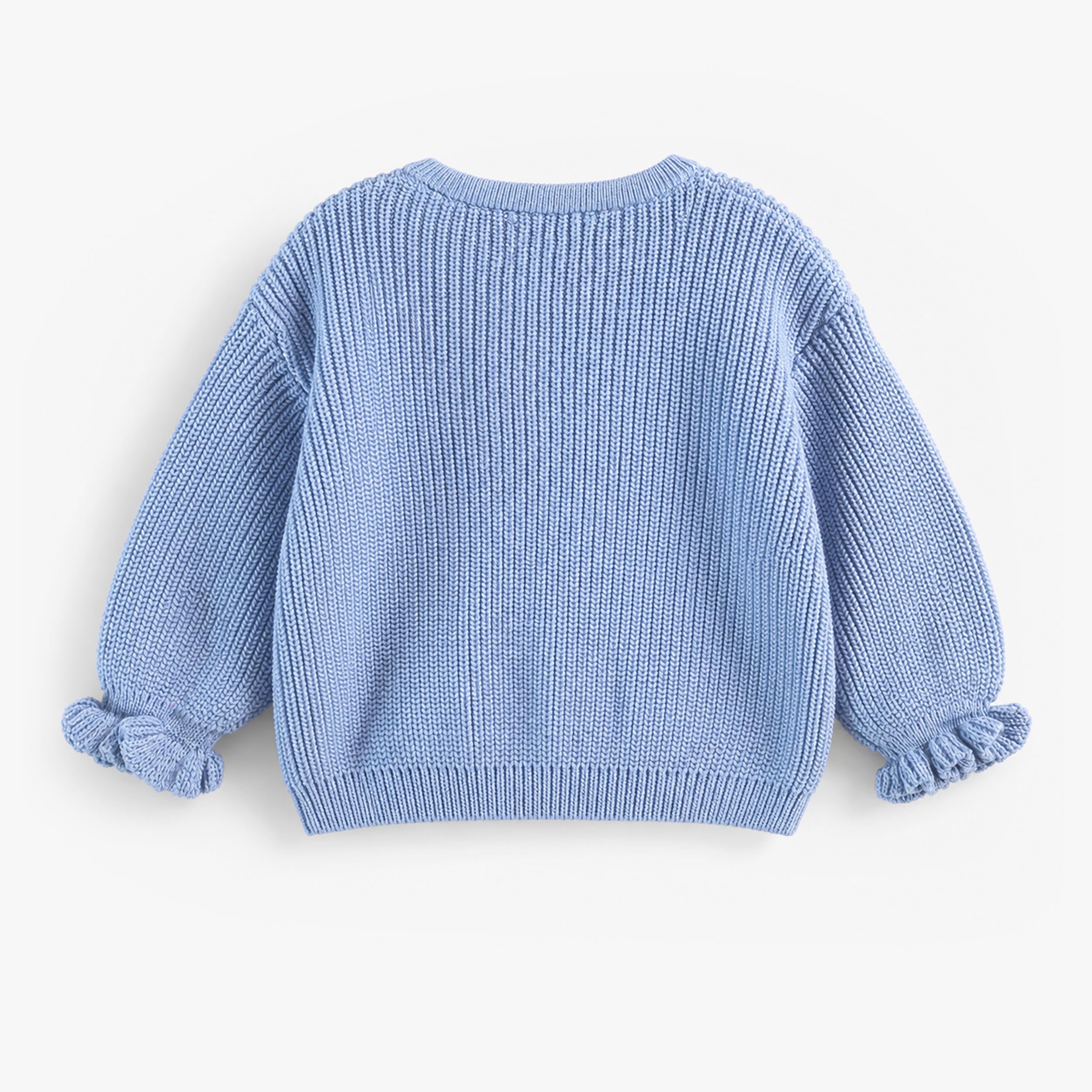 Blue knit sweater with heart, baby