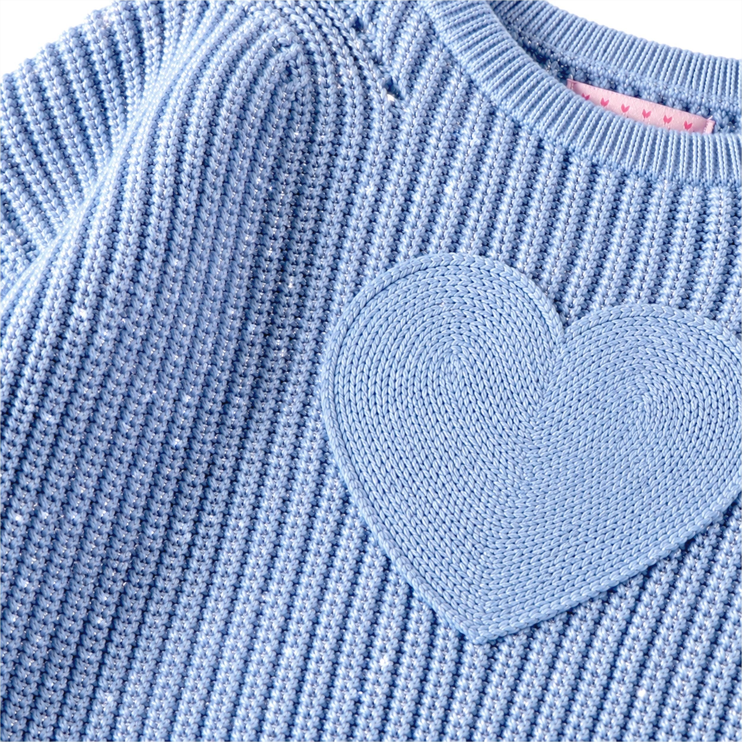 Blue knit sweater with heart, baby