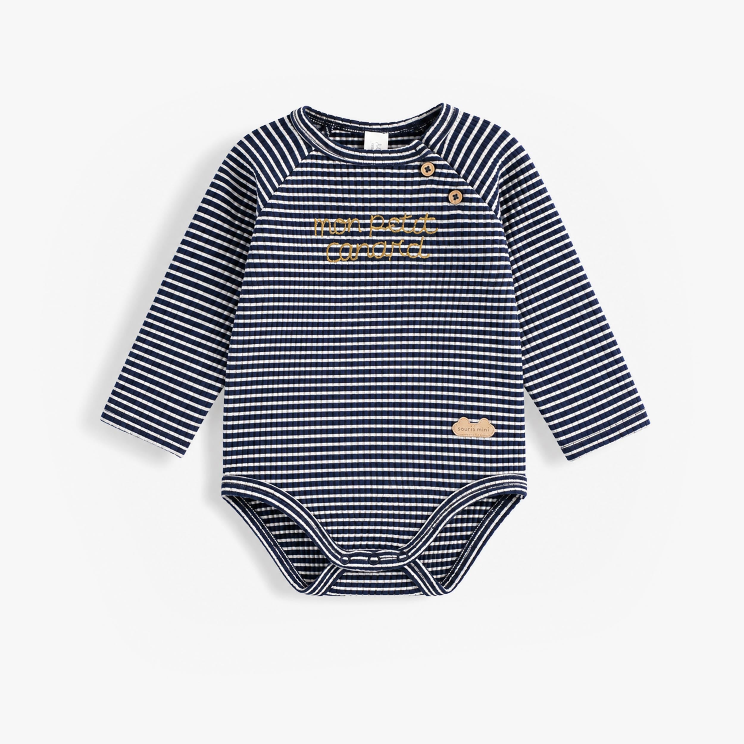 Cache-couche bleu foncé et crème à rayures, naissance