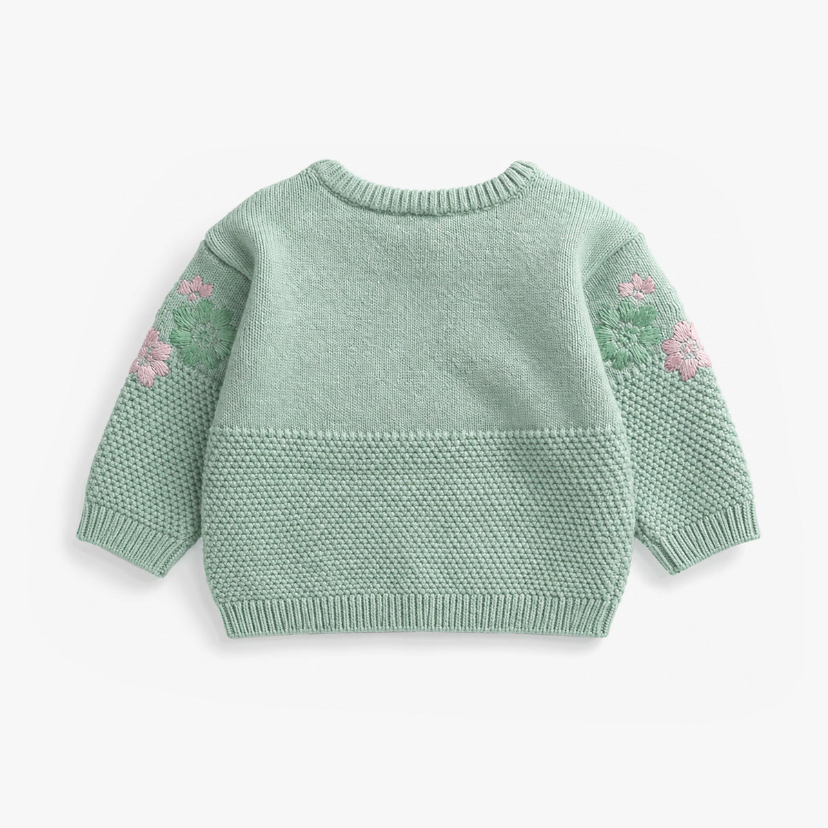 Chandail vert sauge à broderie floral en tricot, naissance