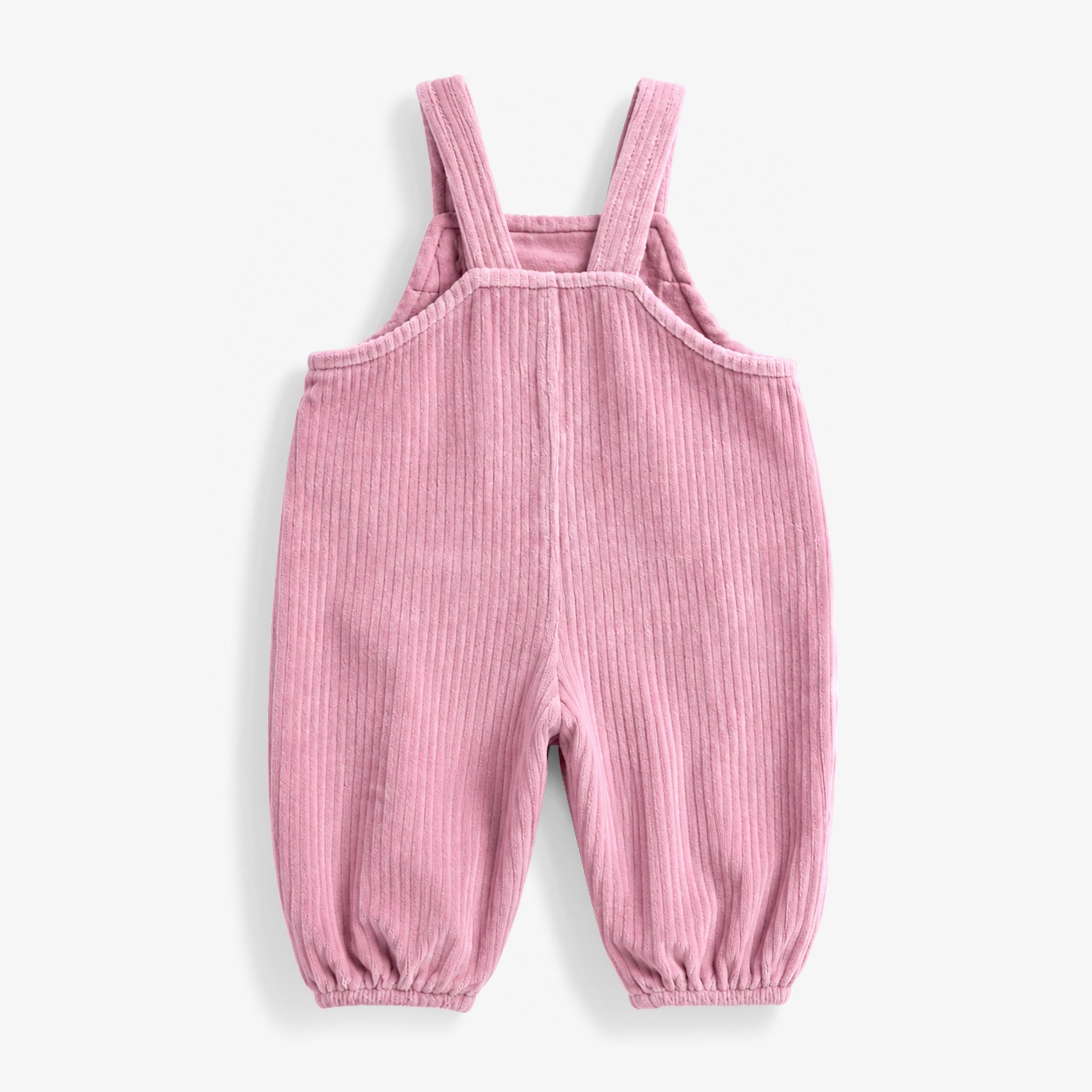 Pink stretch corduroy overalls, newborn