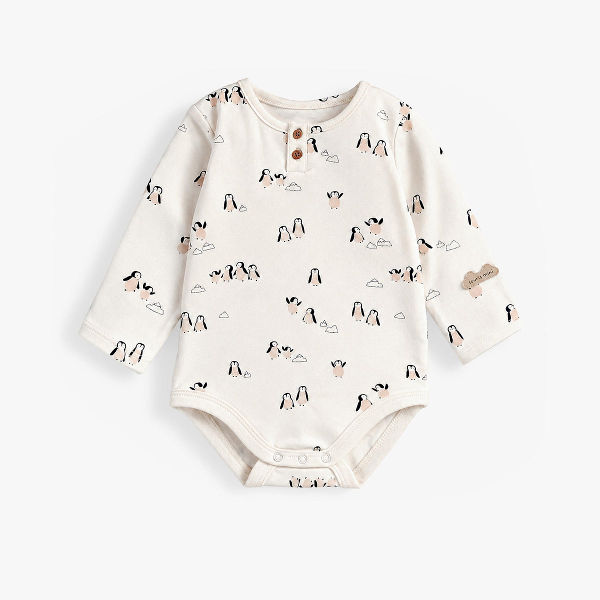 Cache-couche crème à imprimé de pingouins, naissance