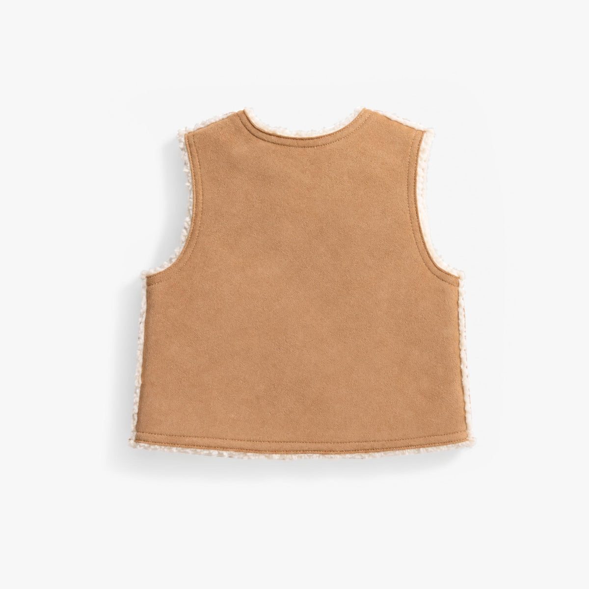Taupe suede and sherpa vest, newborn