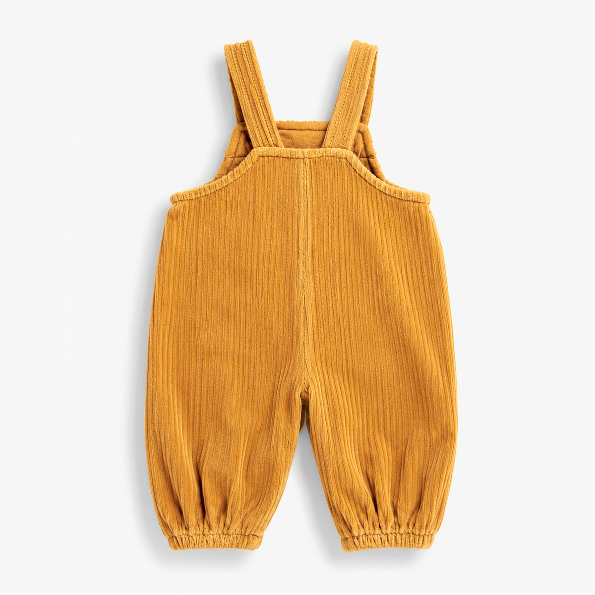 Salopette jaune ocre en velours côtelé extensible, naissance