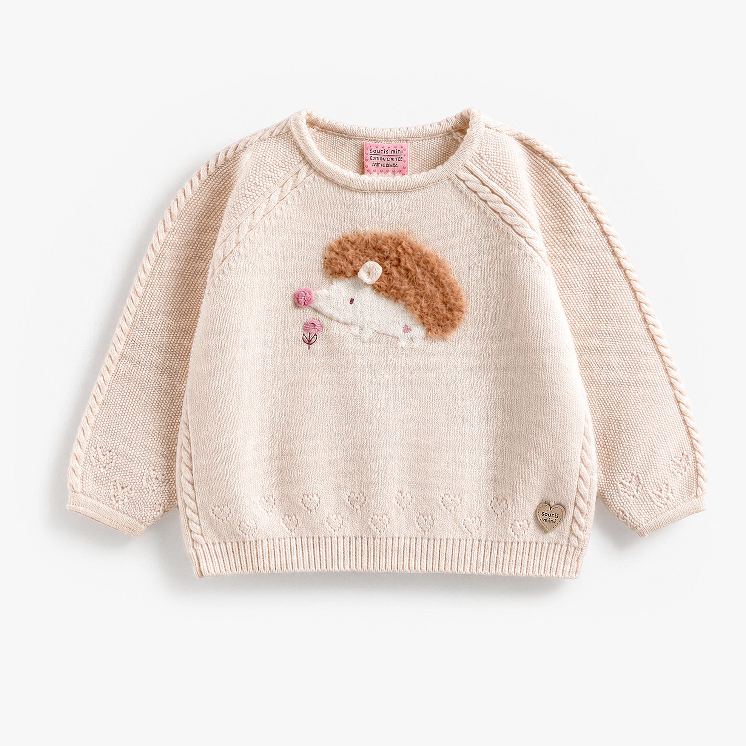 Cream hedgehog knit sweater, baby