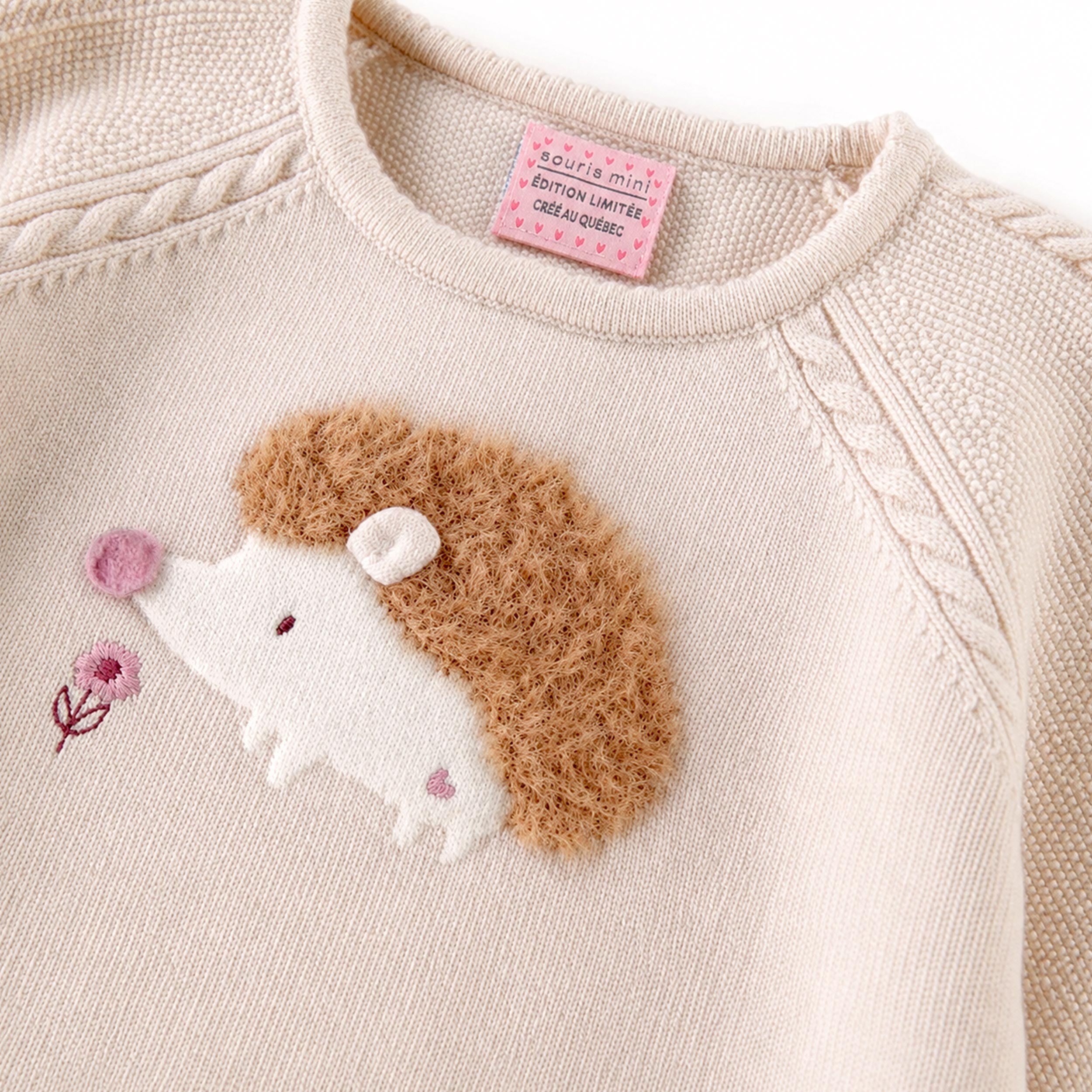 Cream hedgehog knit sweater, baby
