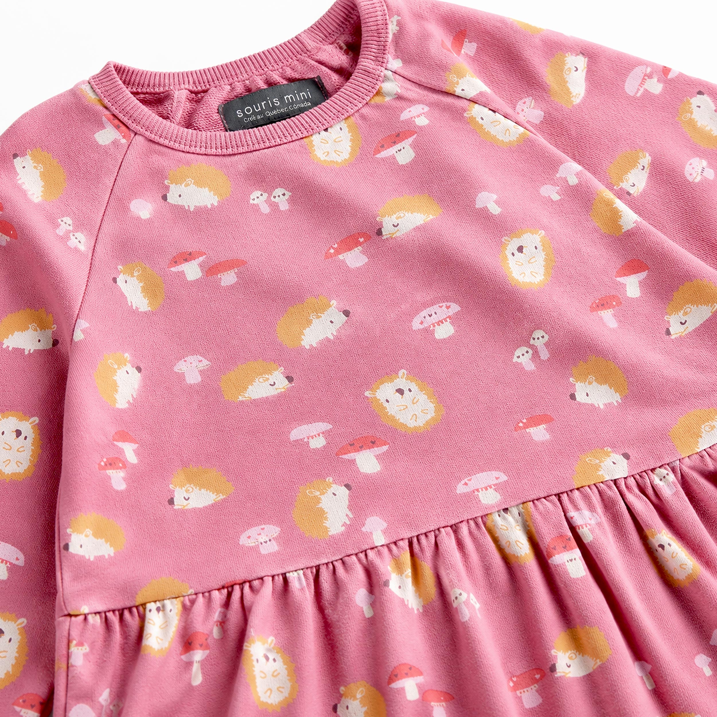 Pink hedgehog print dress, baby