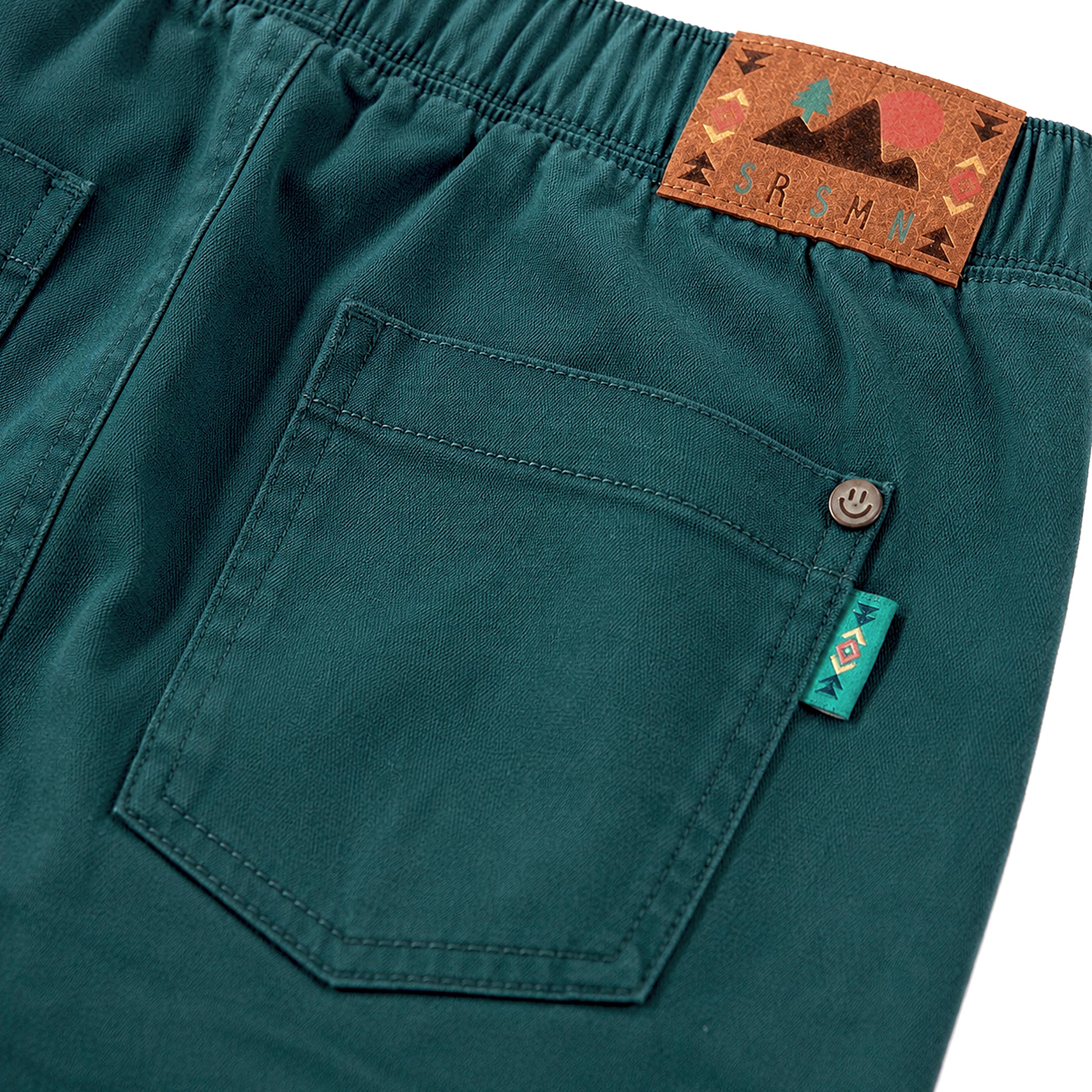 Pantalon cargo turquoise en jean extensible, enfant