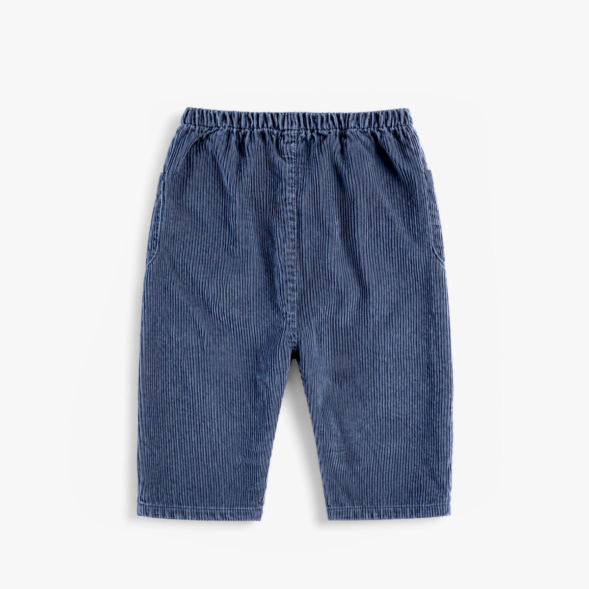 Pantalon bleu en velours côtelé à jambe droite, bébé