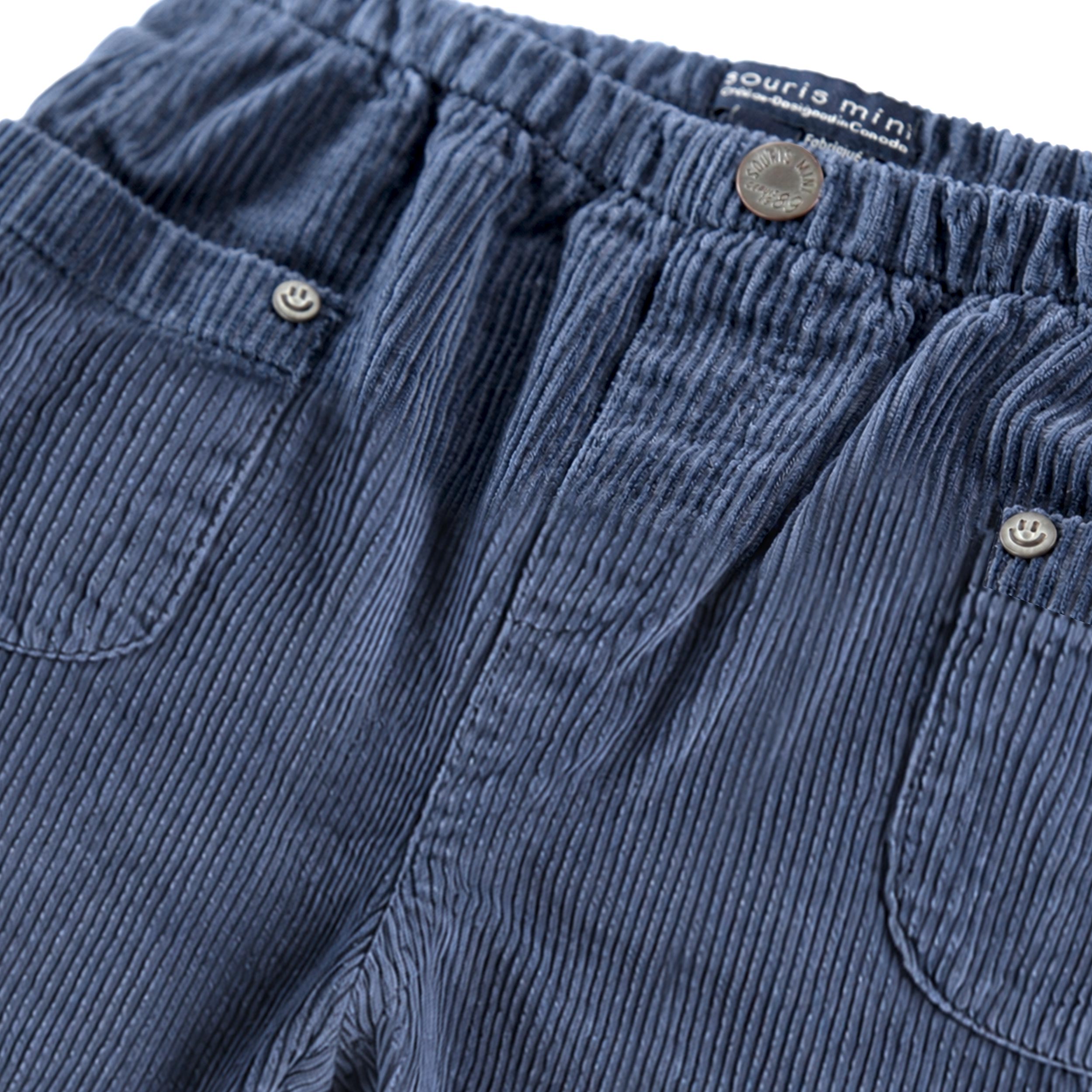 Pantalon bleu en velours côtelé à jambe droite, bébé