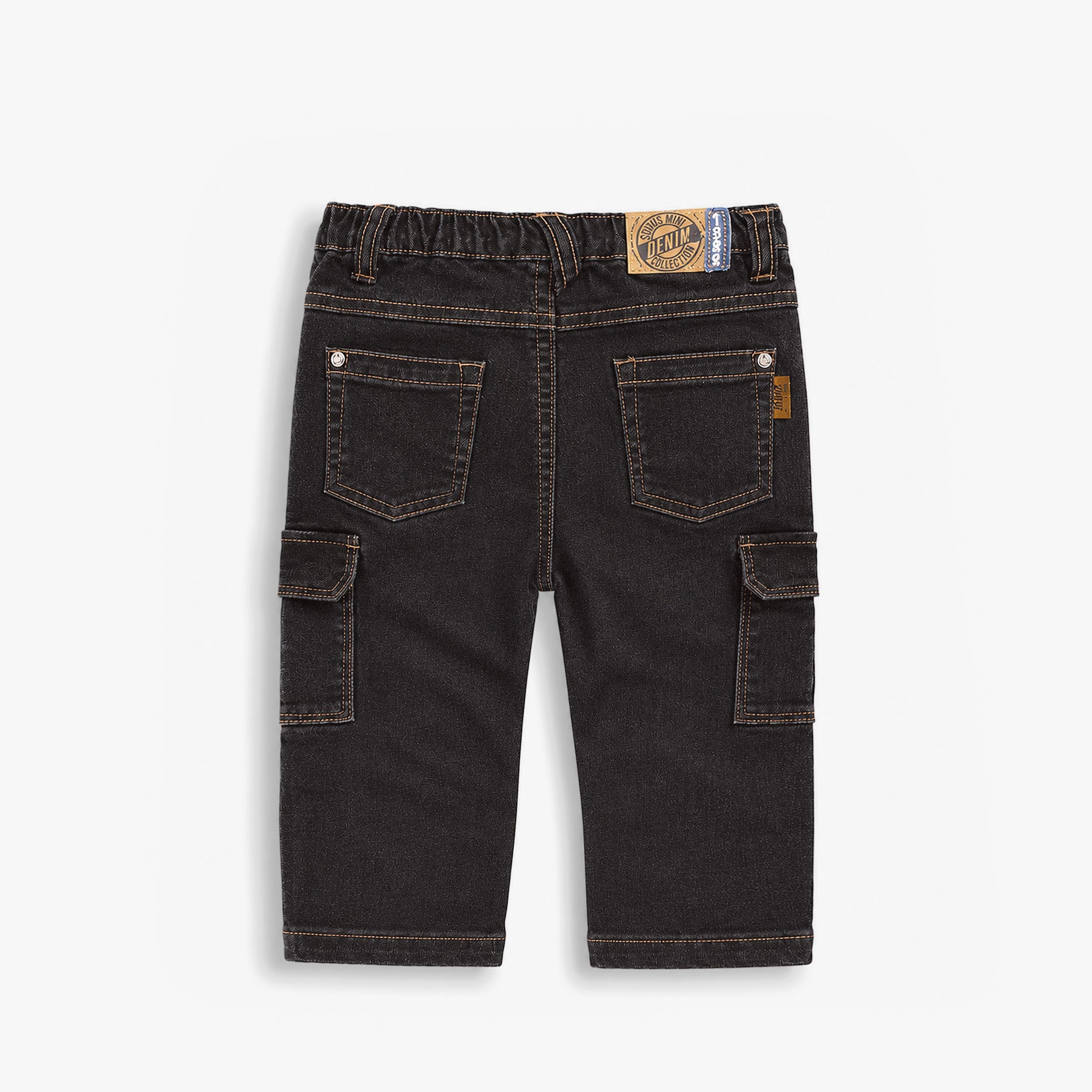 Jean cargo noir extensible, bébé garçon