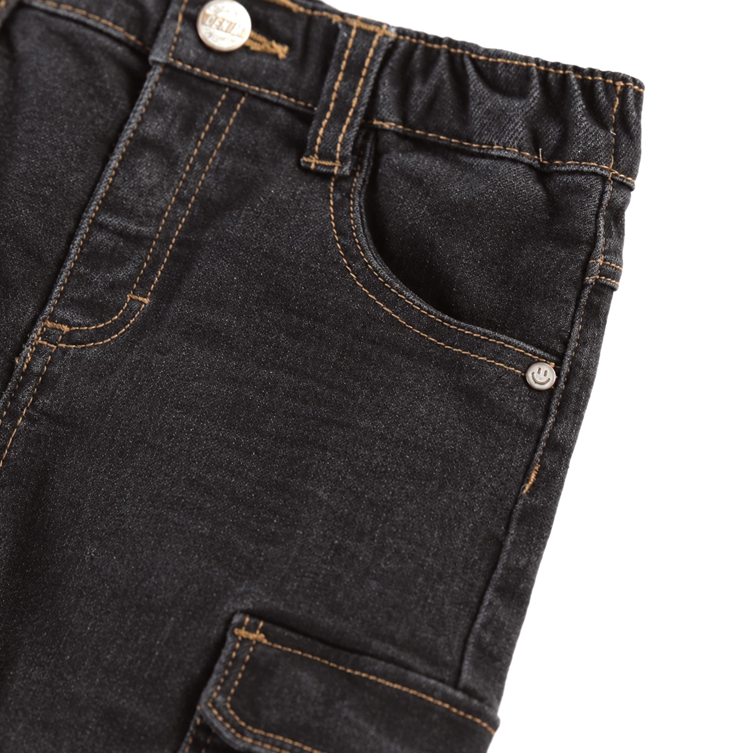 Jean cargo noir extensible, bébé garçon