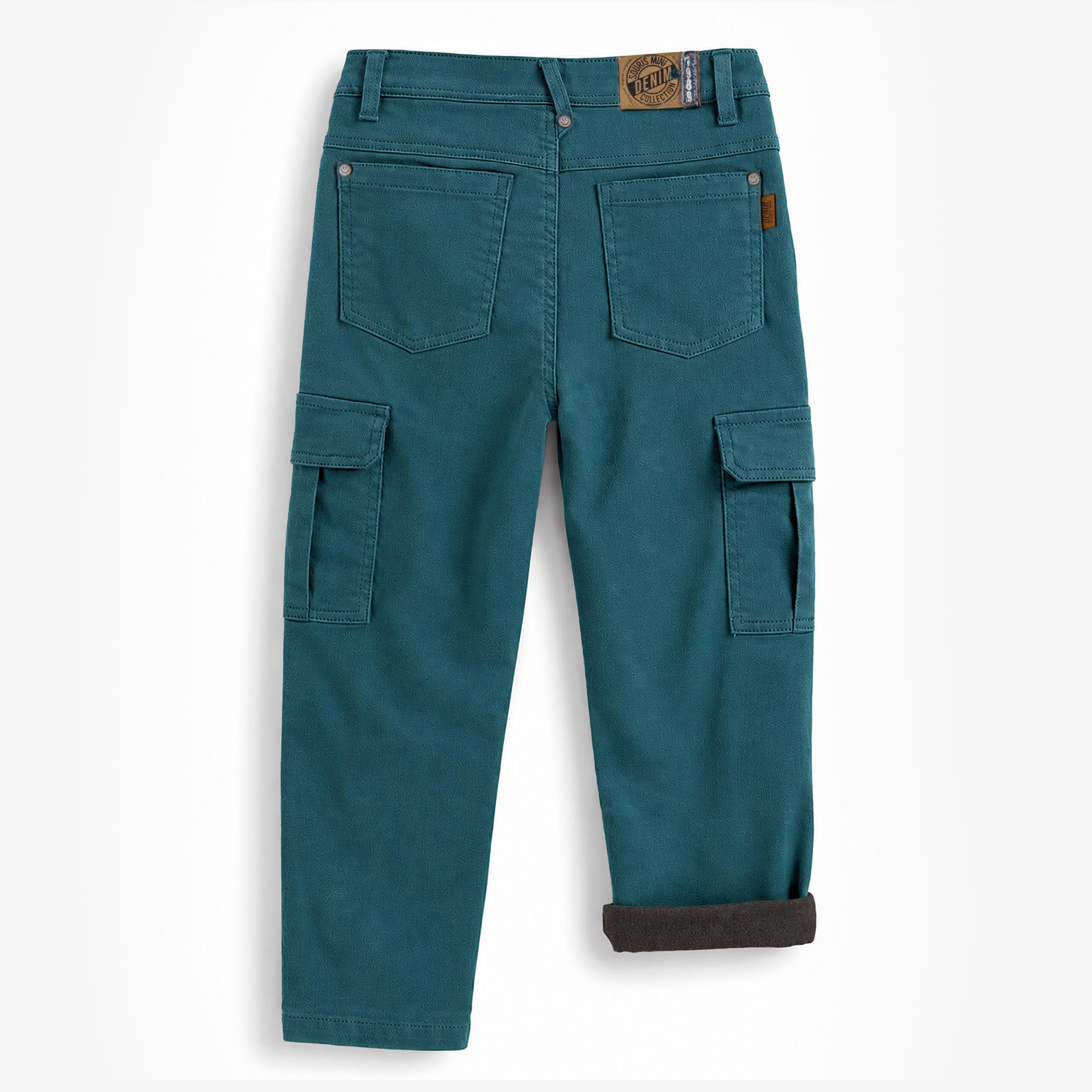 Pantalon cargo bleu en denim, enfant