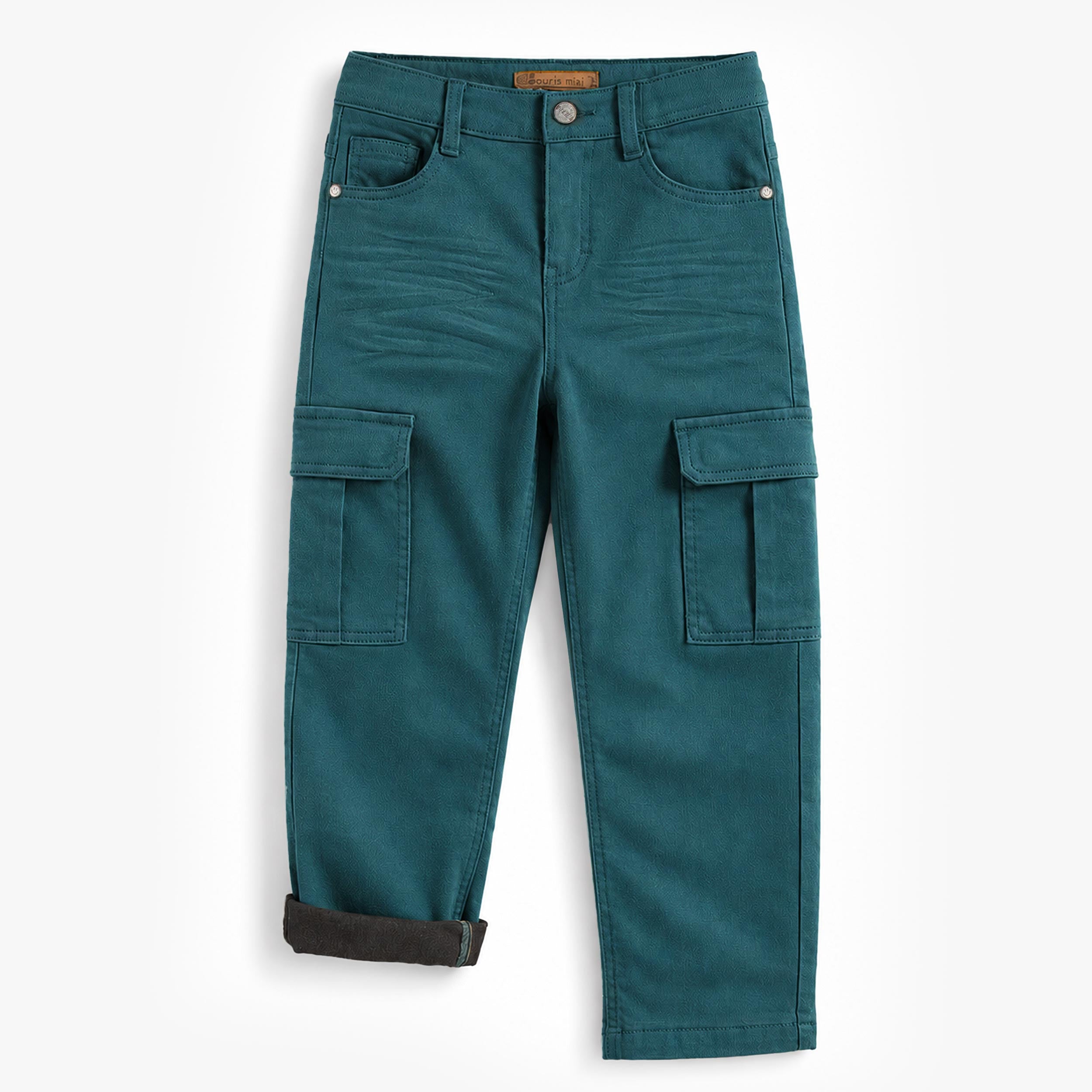 Pantalon cargo bleu en denim, enfant