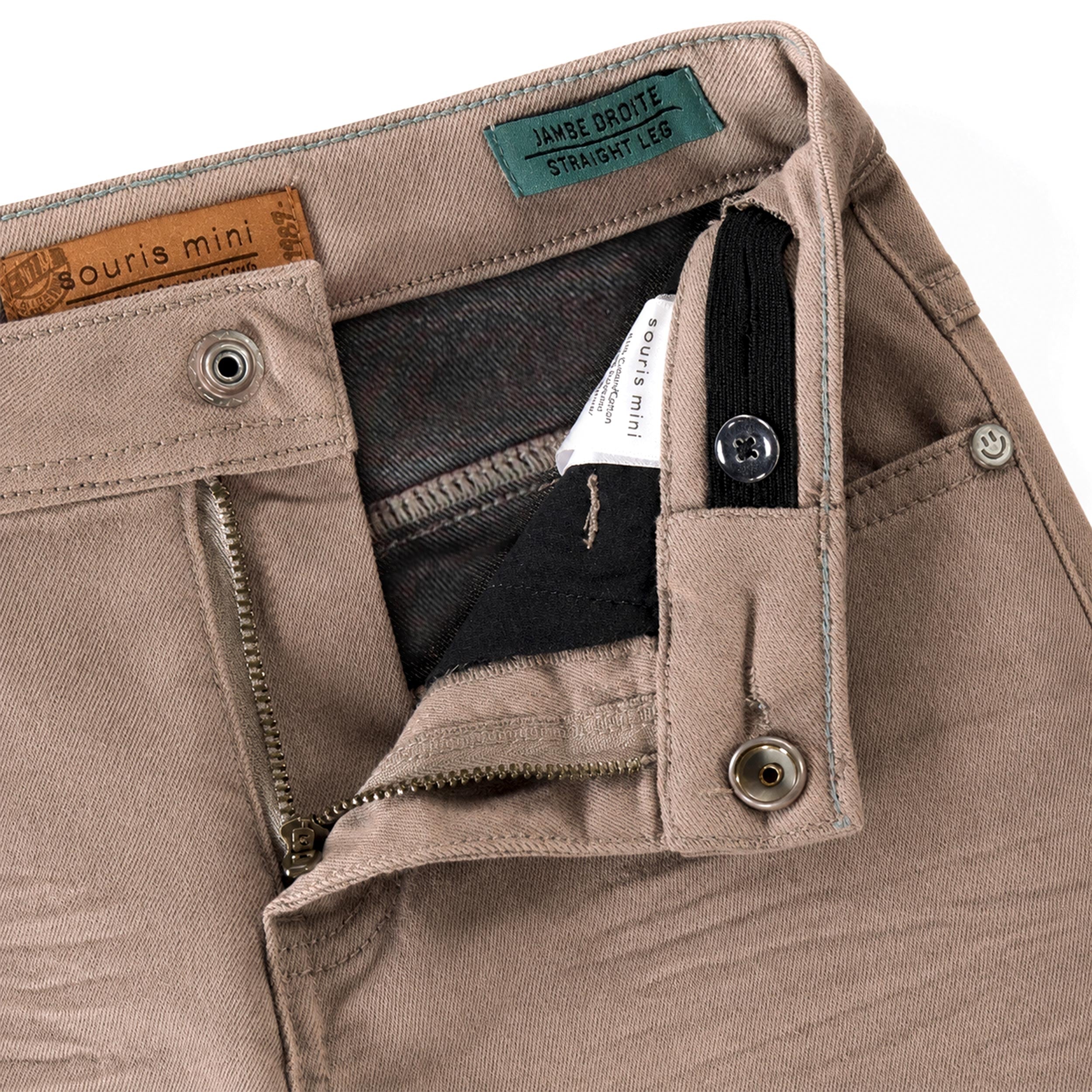 Pantalon cargo taupe en denim, enfant