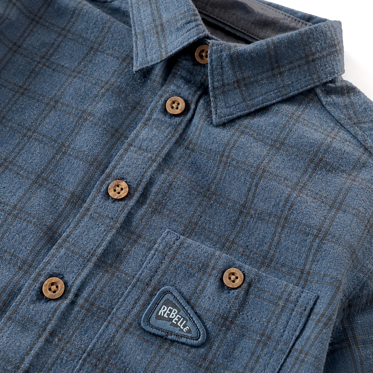 Blue plaid flannel shirt, child