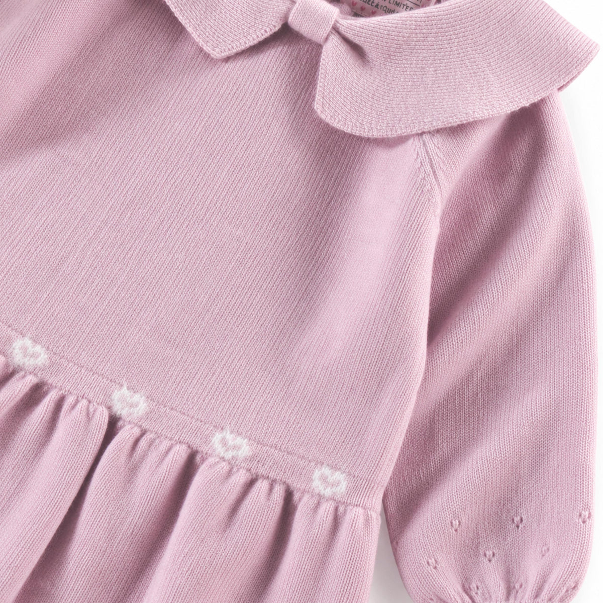Robe de maille rose avec col à boucle, bébé