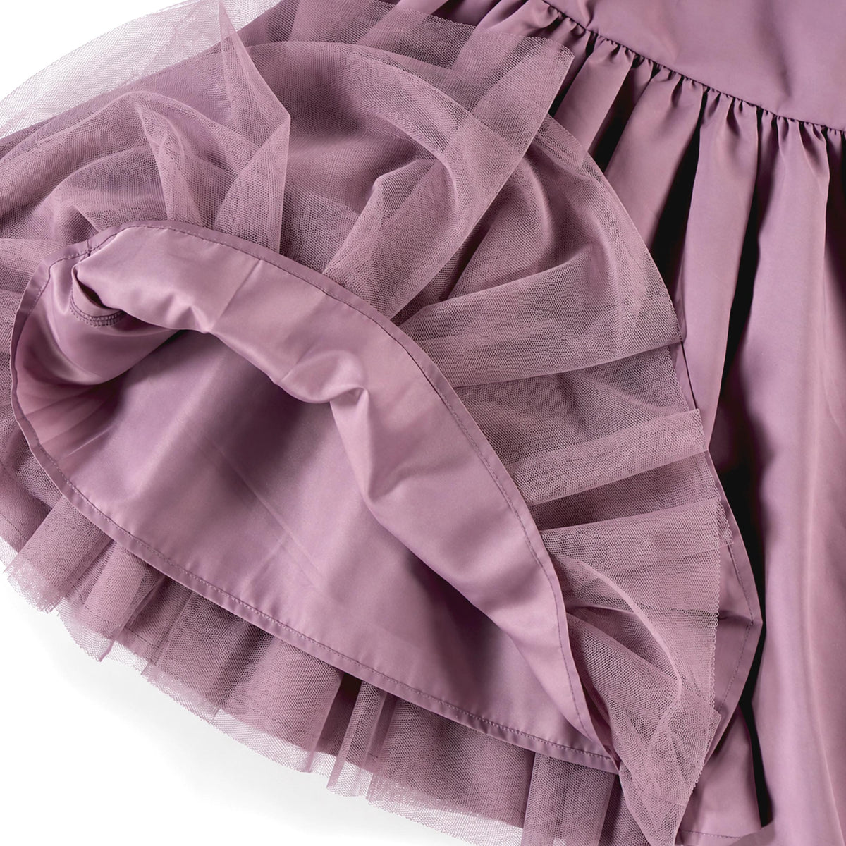 Pink dress with bow collar and sequin heart, child
