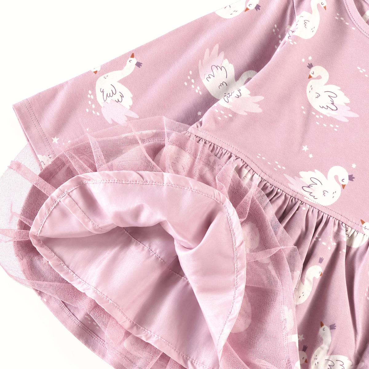Pink swan-print dress, baby