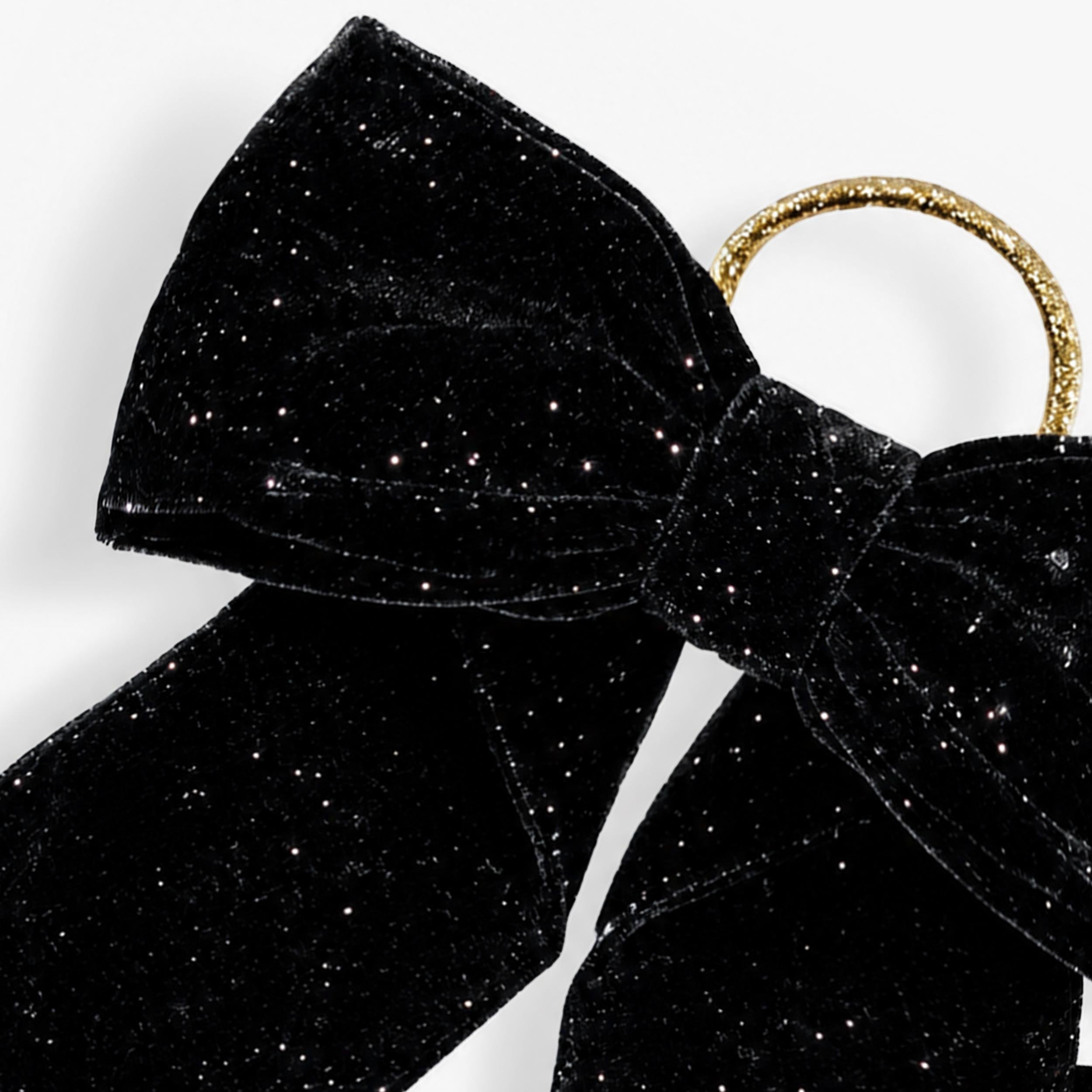 Black Glitter Velvet Bow Scrunchie