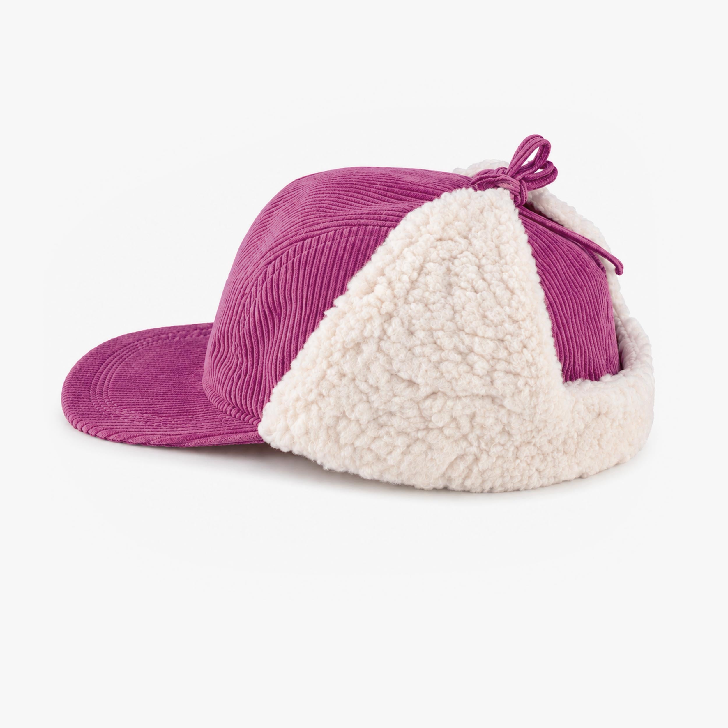 Casquette d'hiver mauve en velours côtelé, enfant