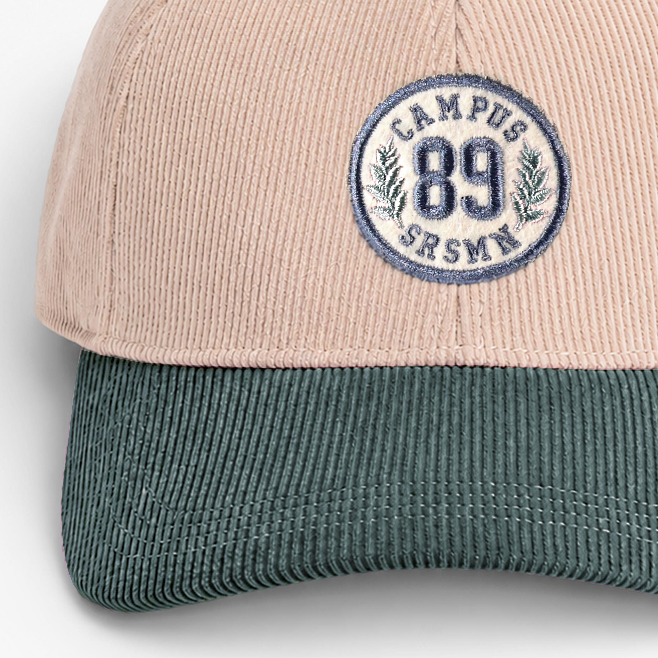 Green and beige corduroy cap, child
