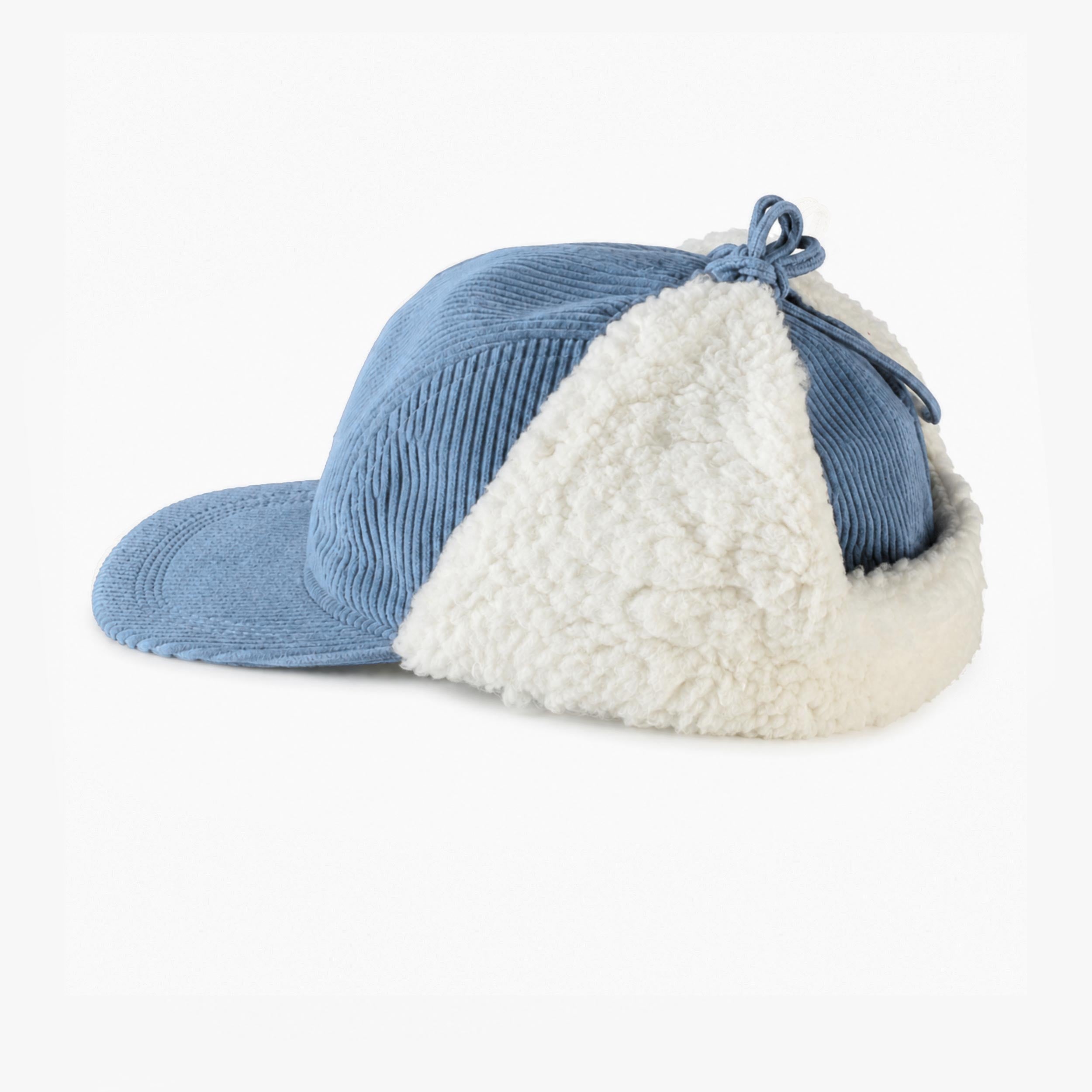 Blue corduroy winter cap, child
