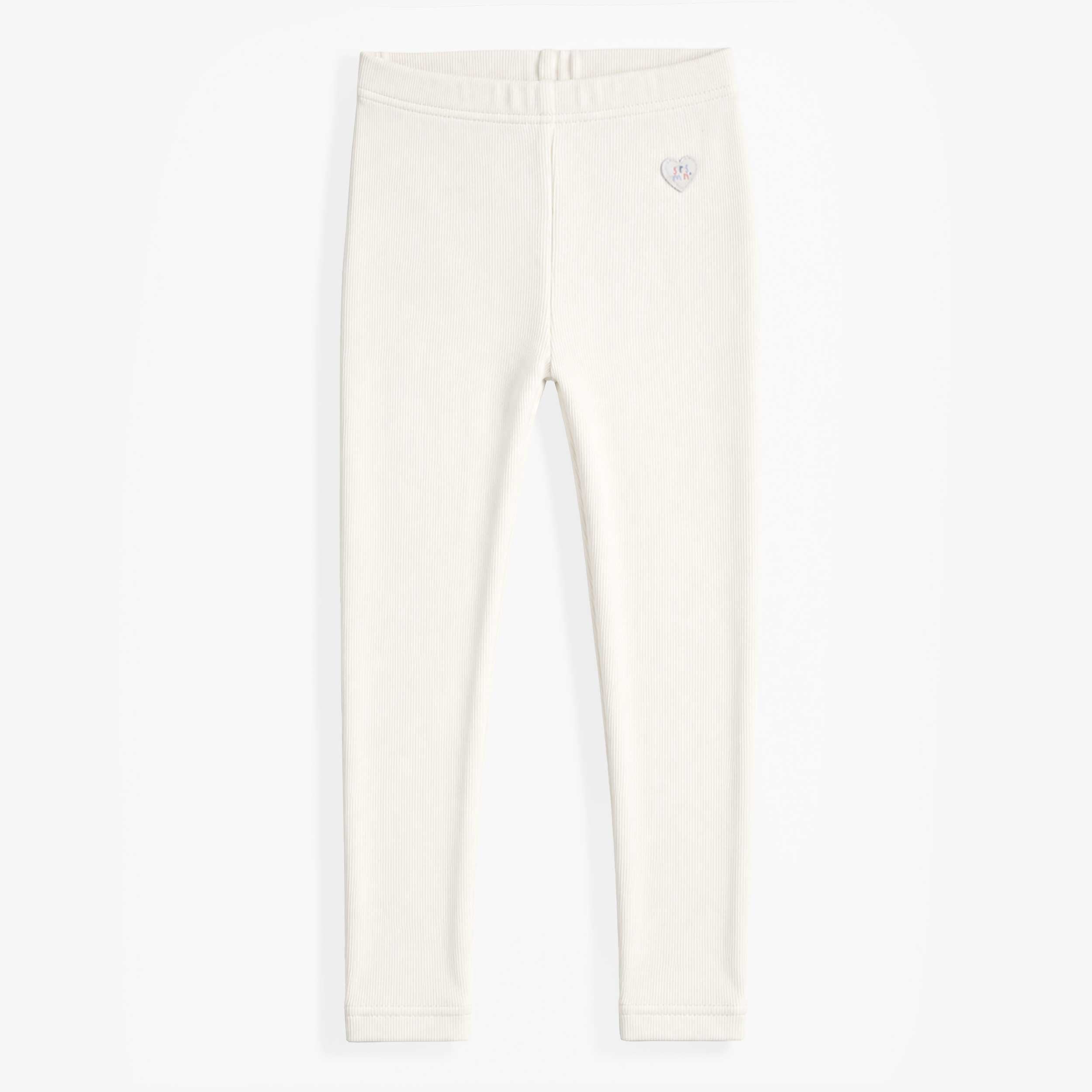 Cream ribbed cotton legging, child